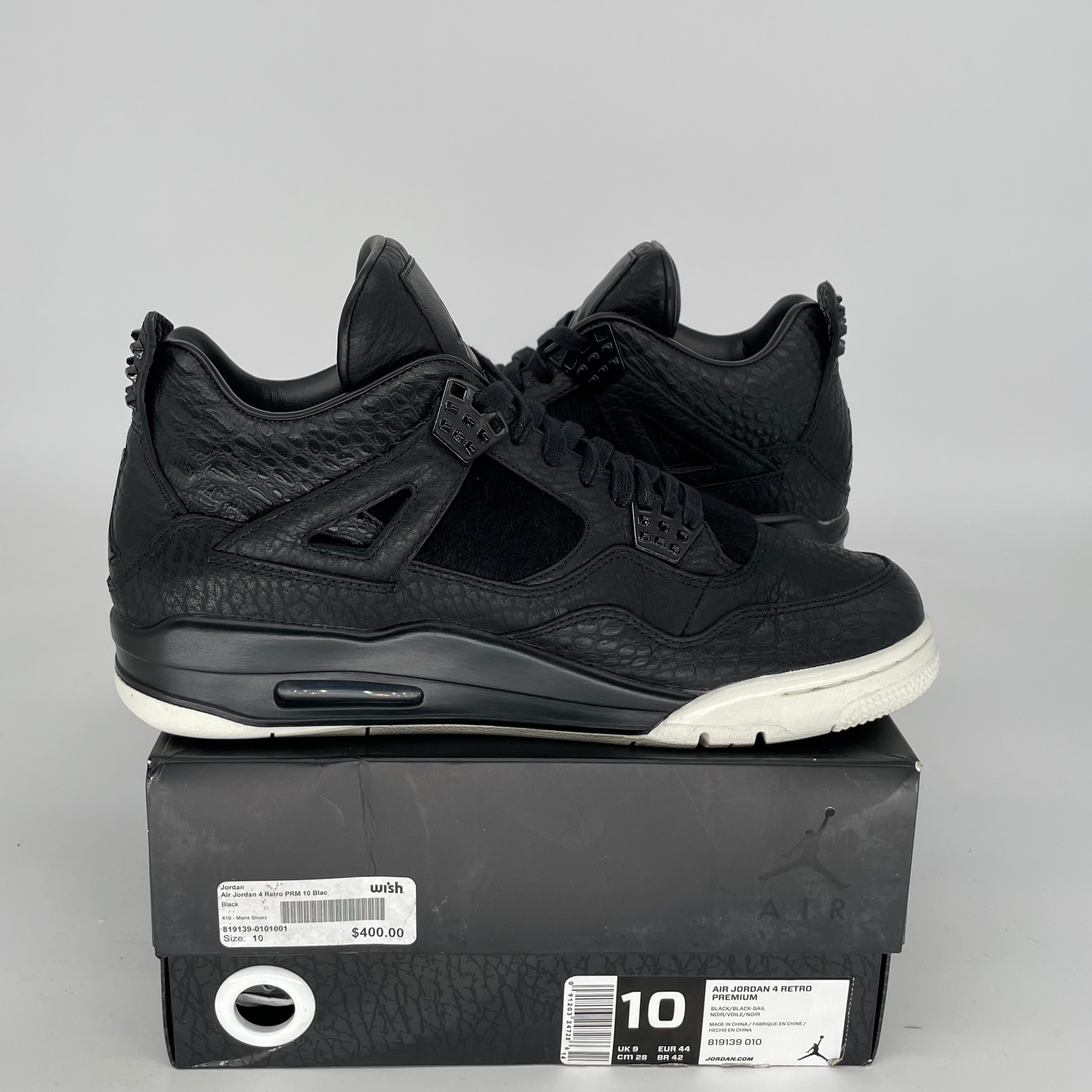 AIR JORDAN 4 PONY HAIR BLACK SIZE 10 819139-010