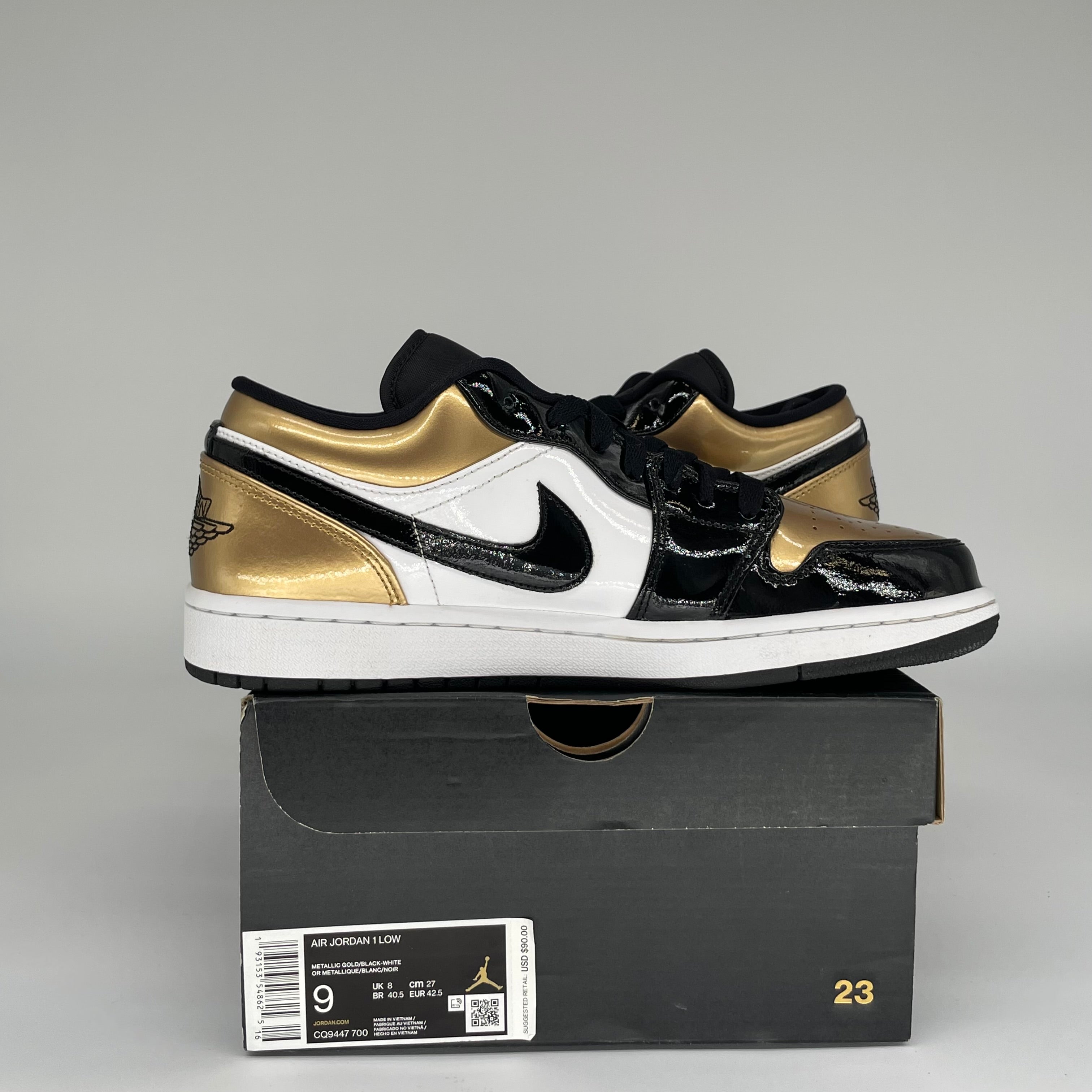 AIR JORDAN 1 LOW GOLD TOE SIZE 9 CQ9447-700