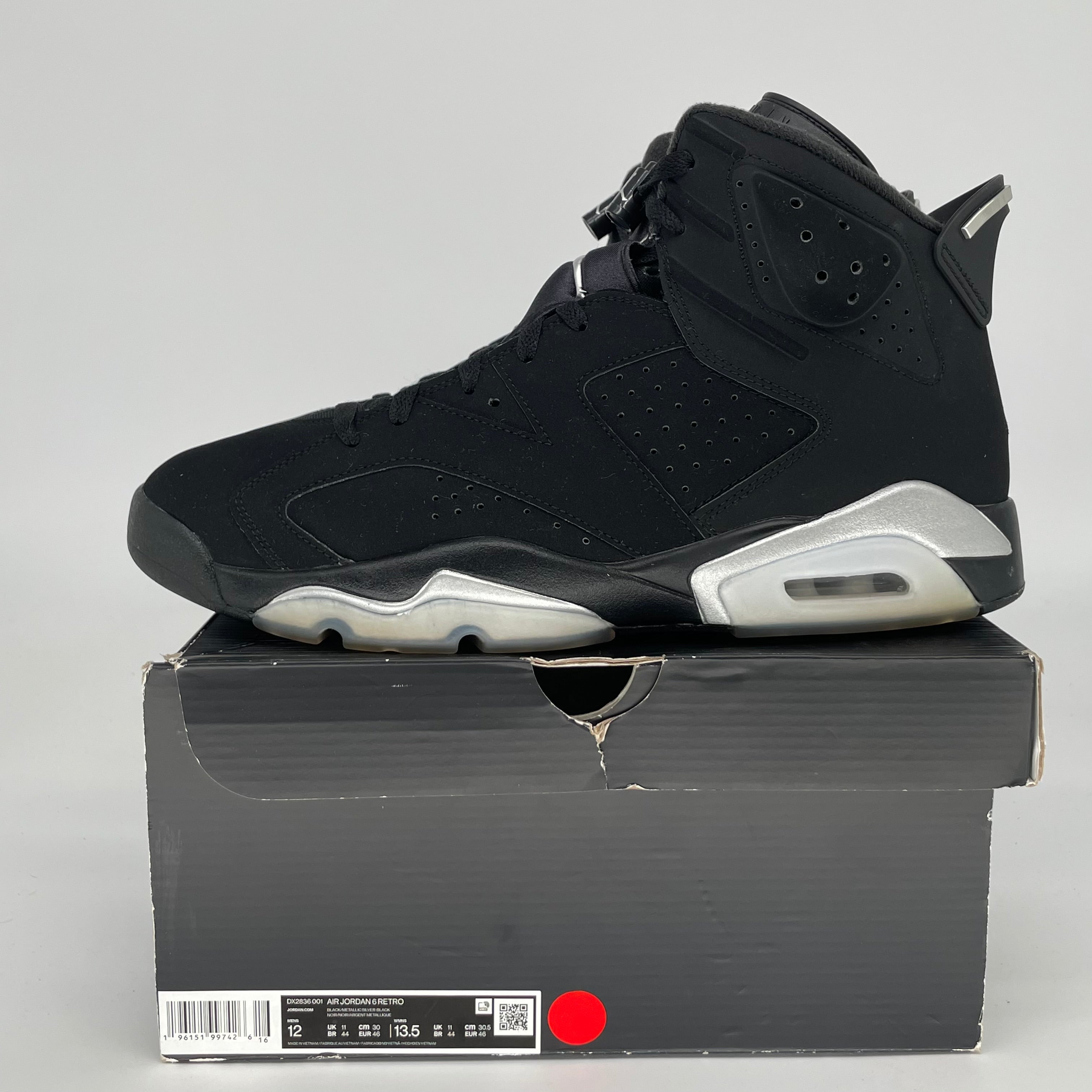 AIR JORDAN 6 CHROME METALLIC SILVER SIZE 12 DX2836-001