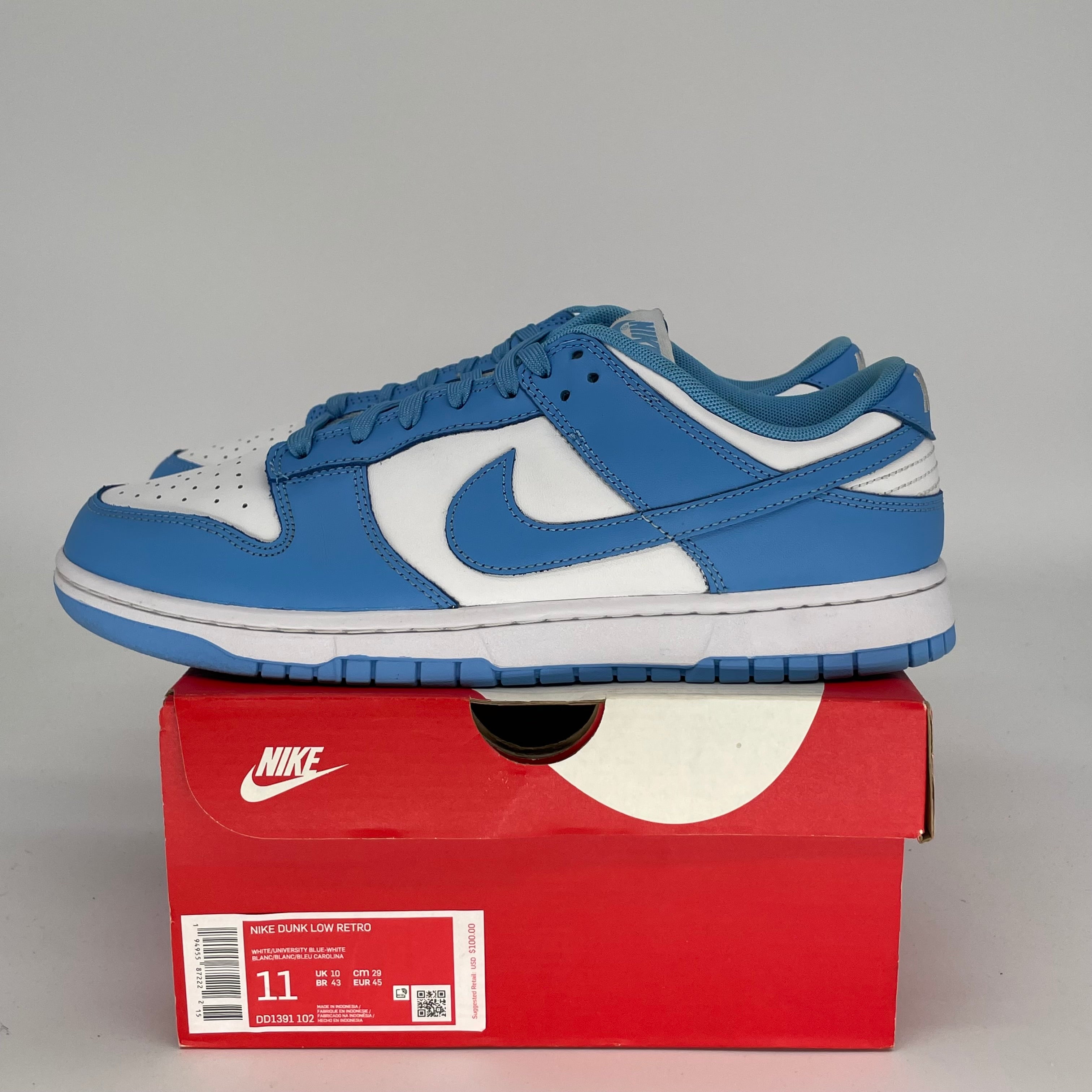 NIKE DUNK LOW UNC SIZE 11 DD1391-102