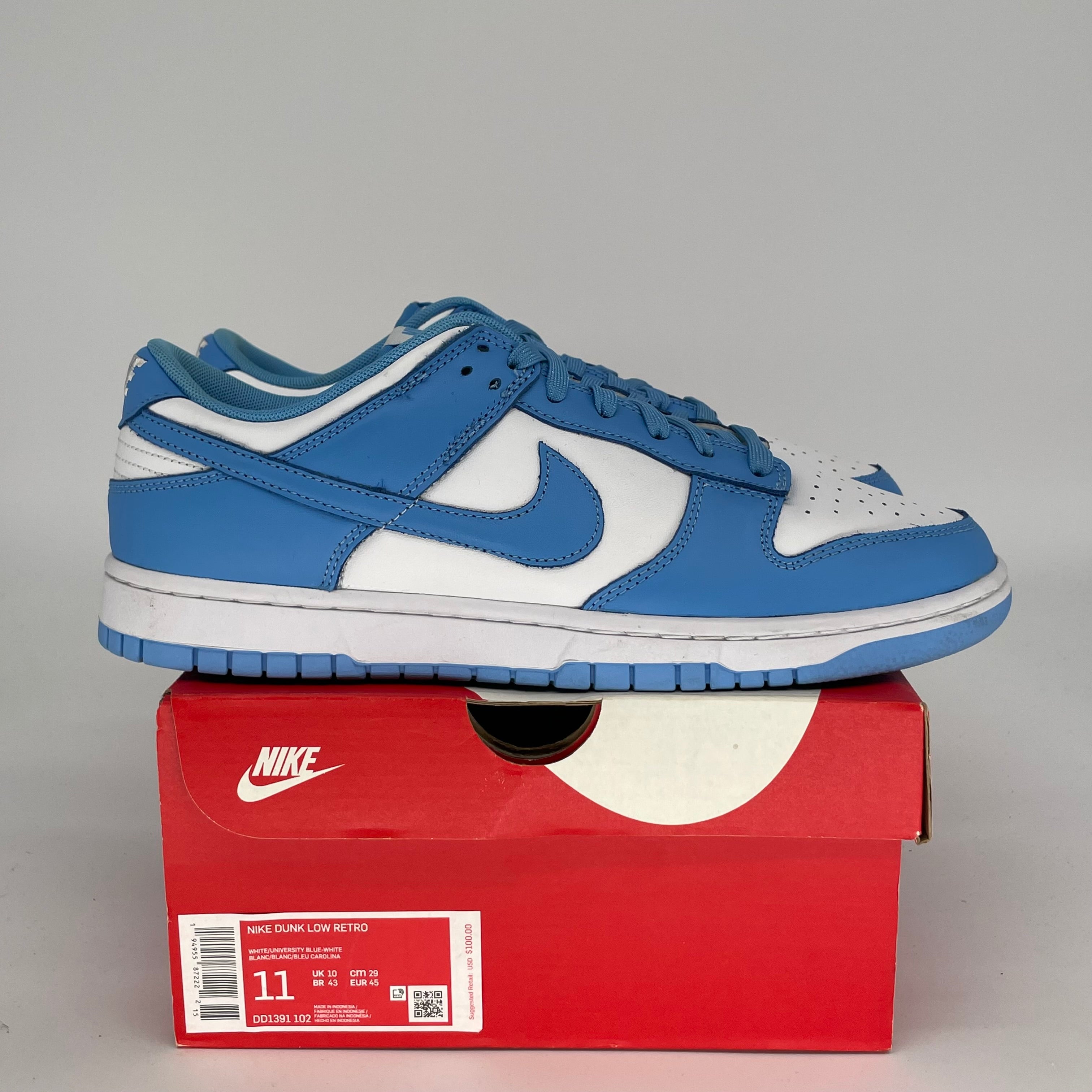 NIKE DUNK LOW UNC SIZE 11 DD1391-102