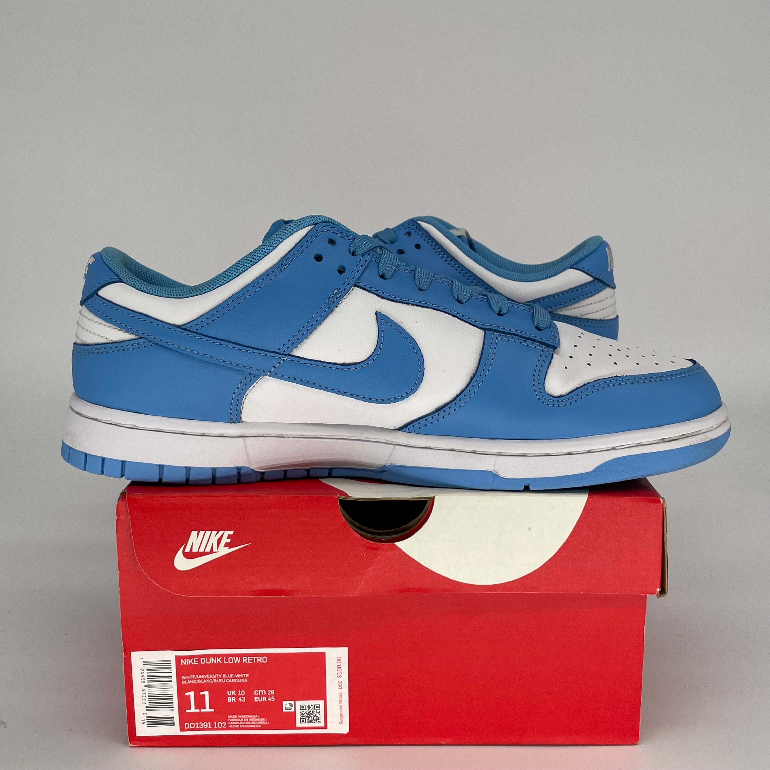 NIKE DUNK LOW UNC SIZE 11 DD1391-102