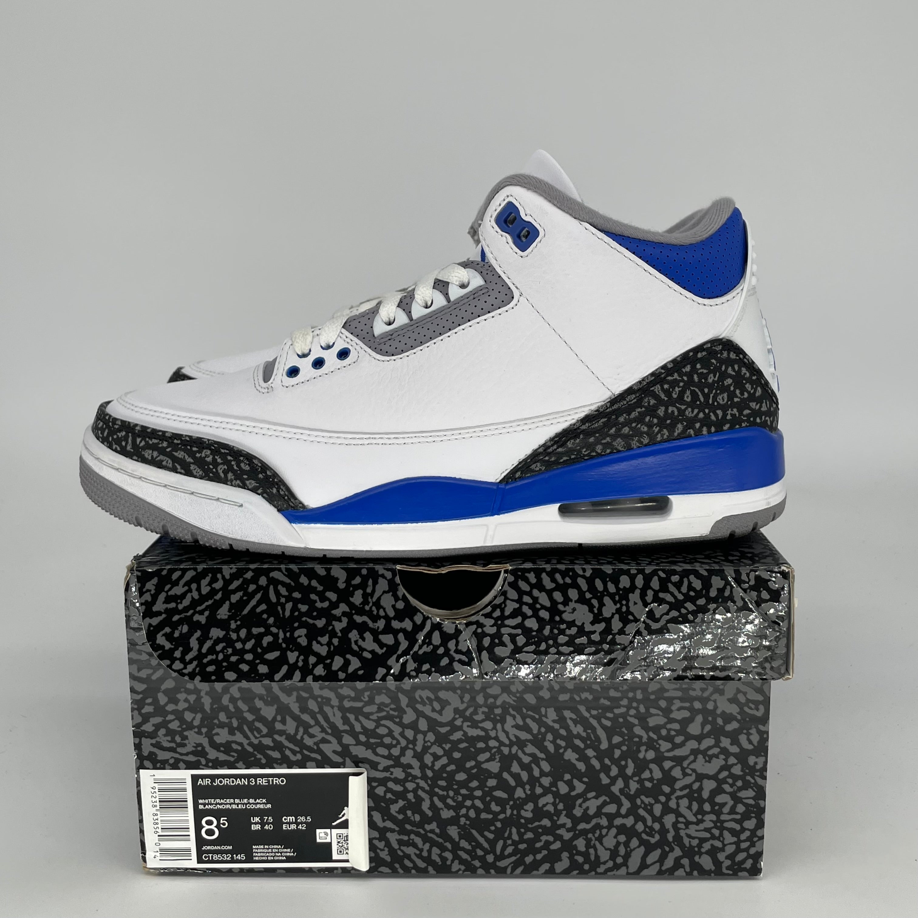 AIR JORDAN 3 RACER BLUE SIZE 8.5 CT8532-145