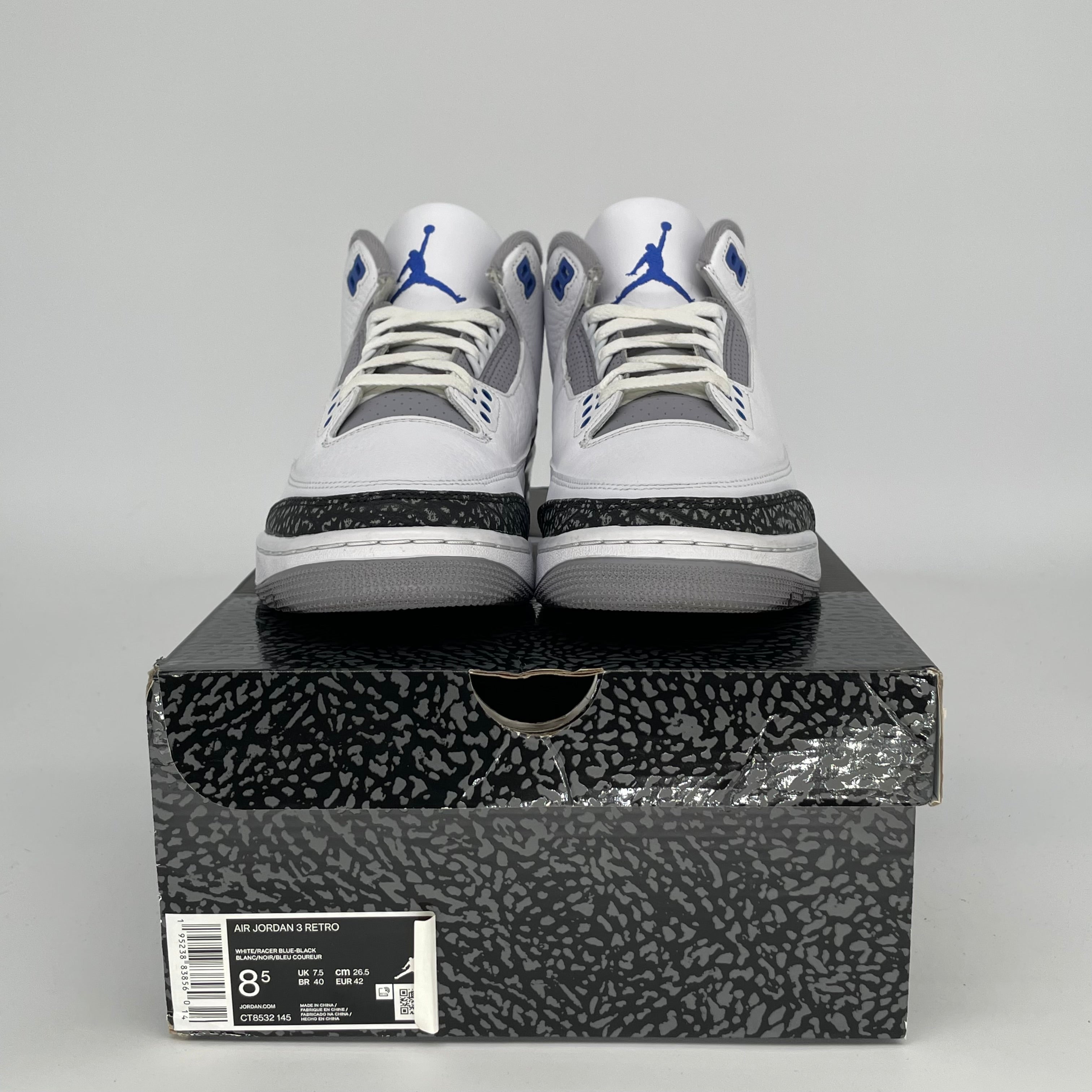 AIR JORDAN 3 RACER BLUE SIZE 8.5 CT8532-145