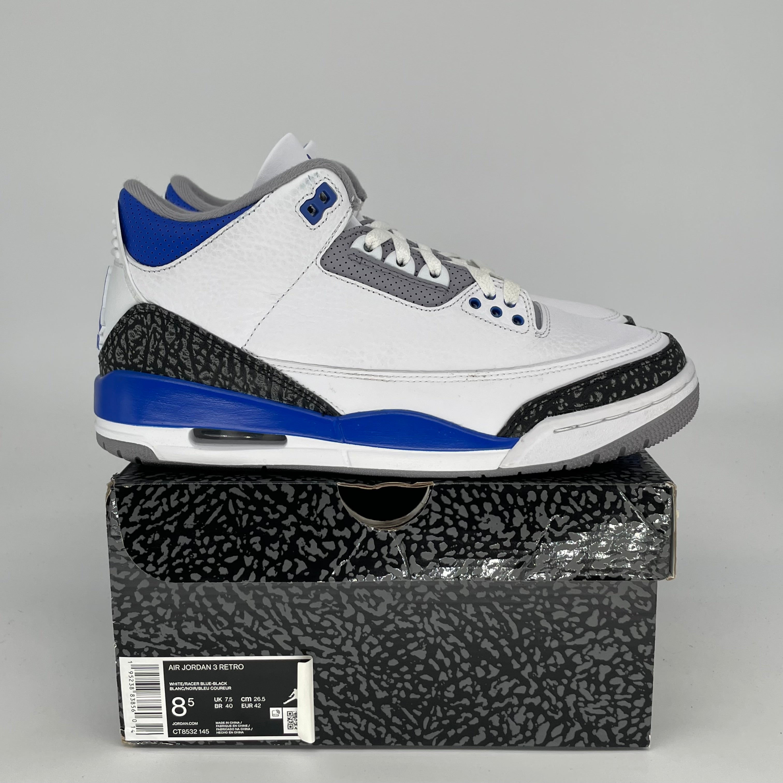 AIR JORDAN 3 RACER BLUE SIZE 8.5 CT8532-145