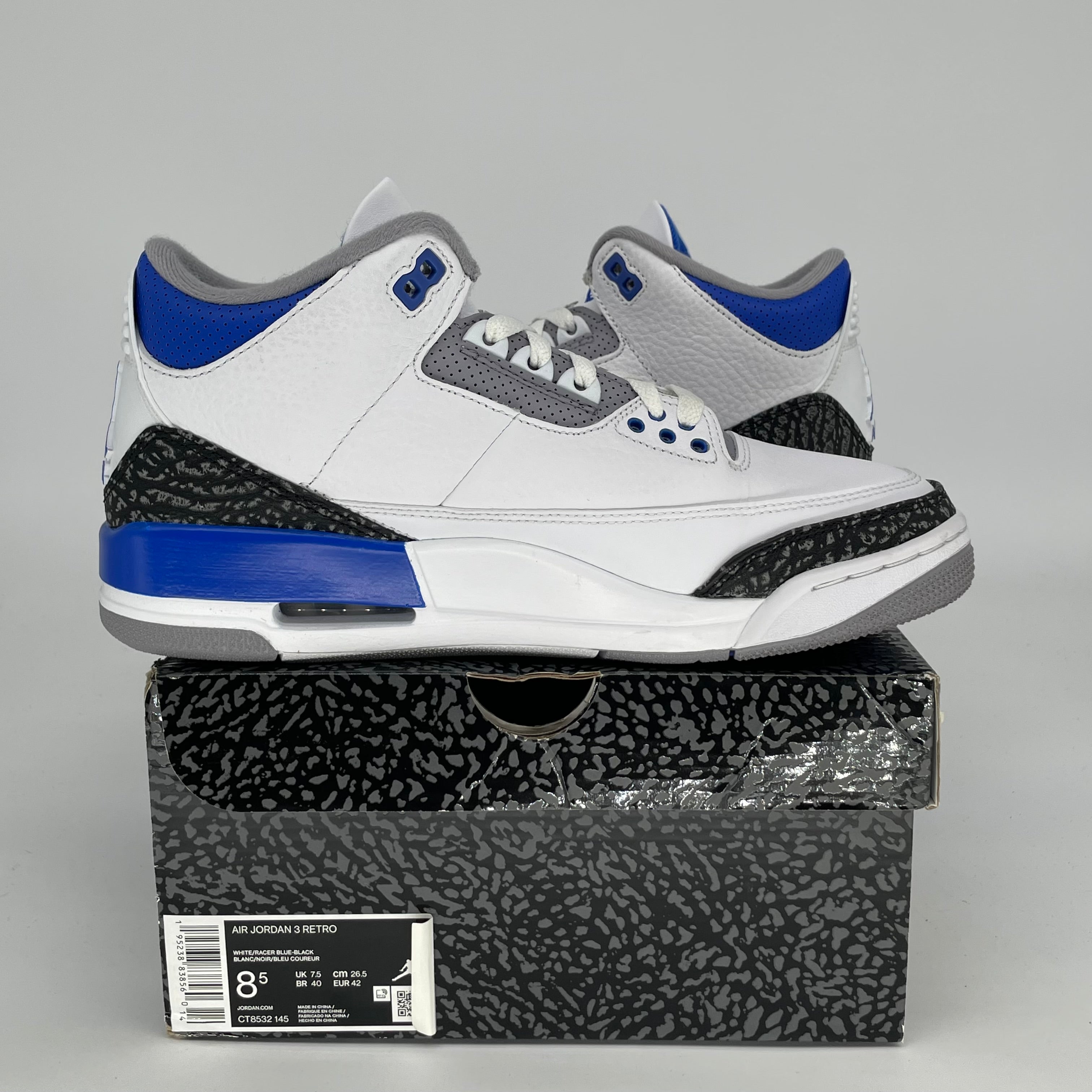 AIR JORDAN 3 RACER BLUE SIZE 8.5 CT8532-145