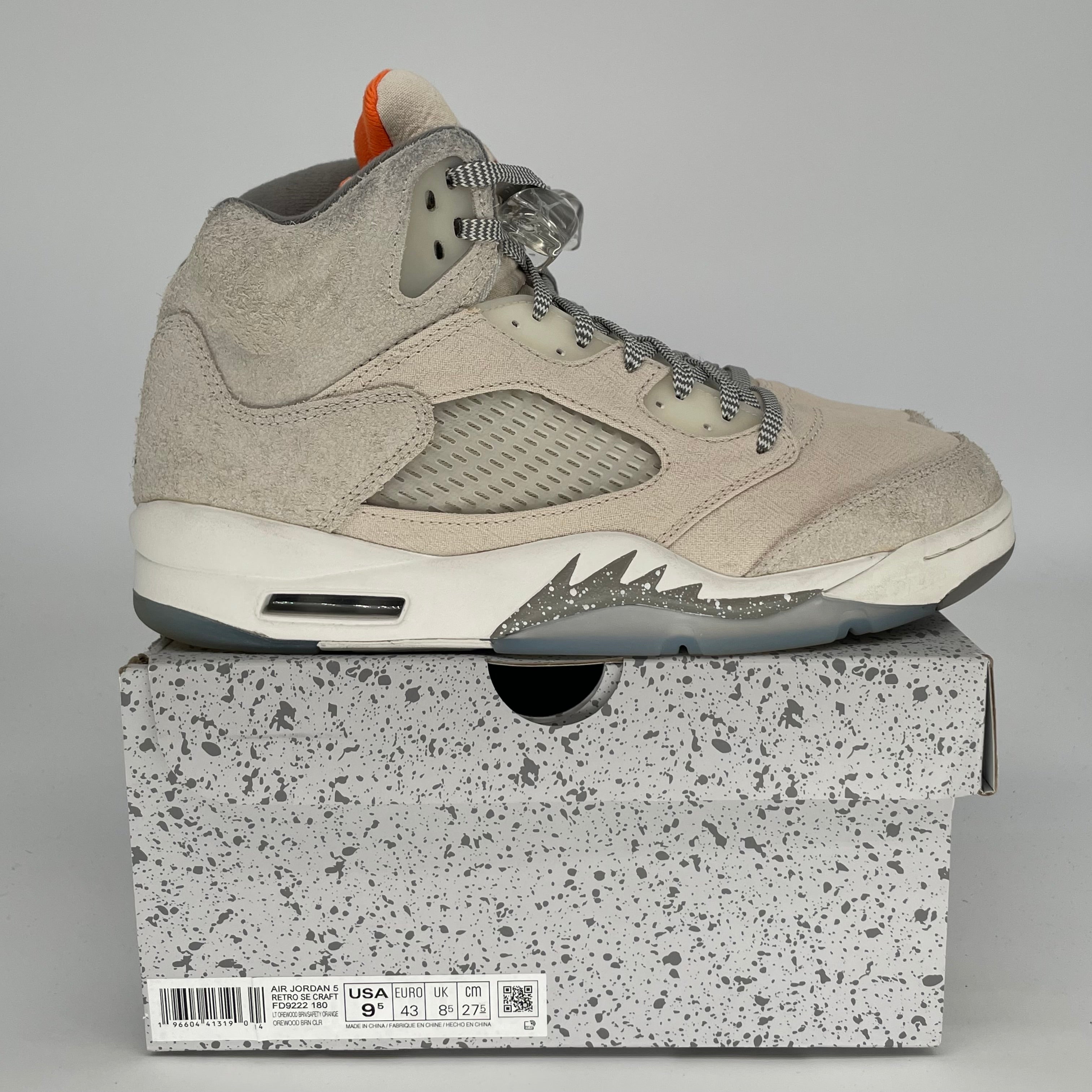 AIR JORDAN 5 CRAFT OREWOOD BROWN SIZE 9.5 FD9222-180