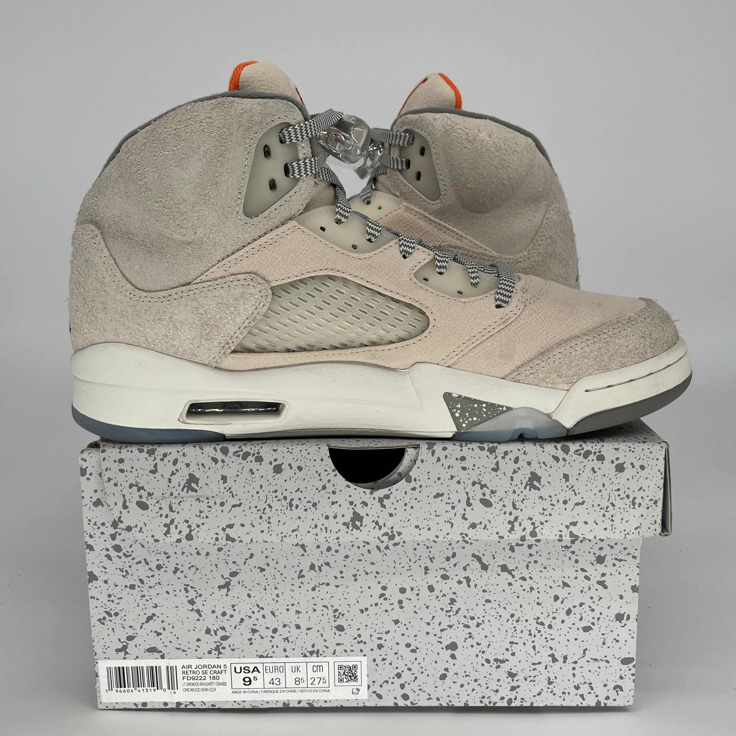 AIR JORDAN 5 CRAFT OREWOOD BROWN SIZE 9.5 FD9222-180