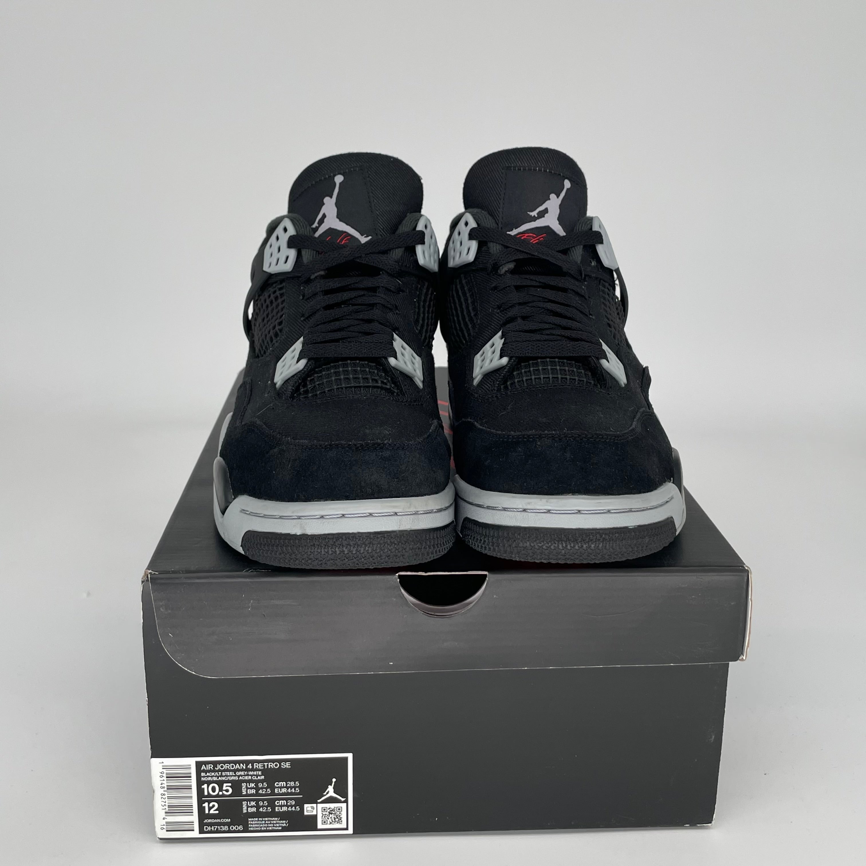 AIR JORDAN 4 BLACK CANVAS SIZE 10.5 DH7138-006