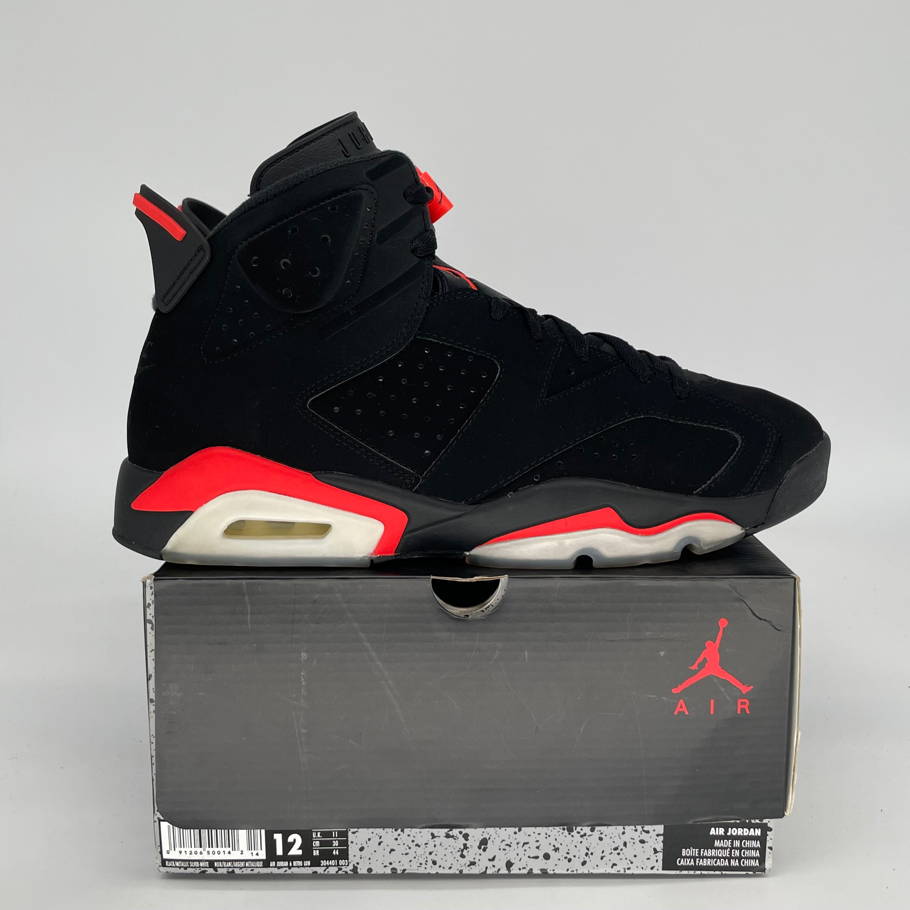 AIR JORDAN 6 BLACK INFRARED SIZE 12 384664-060