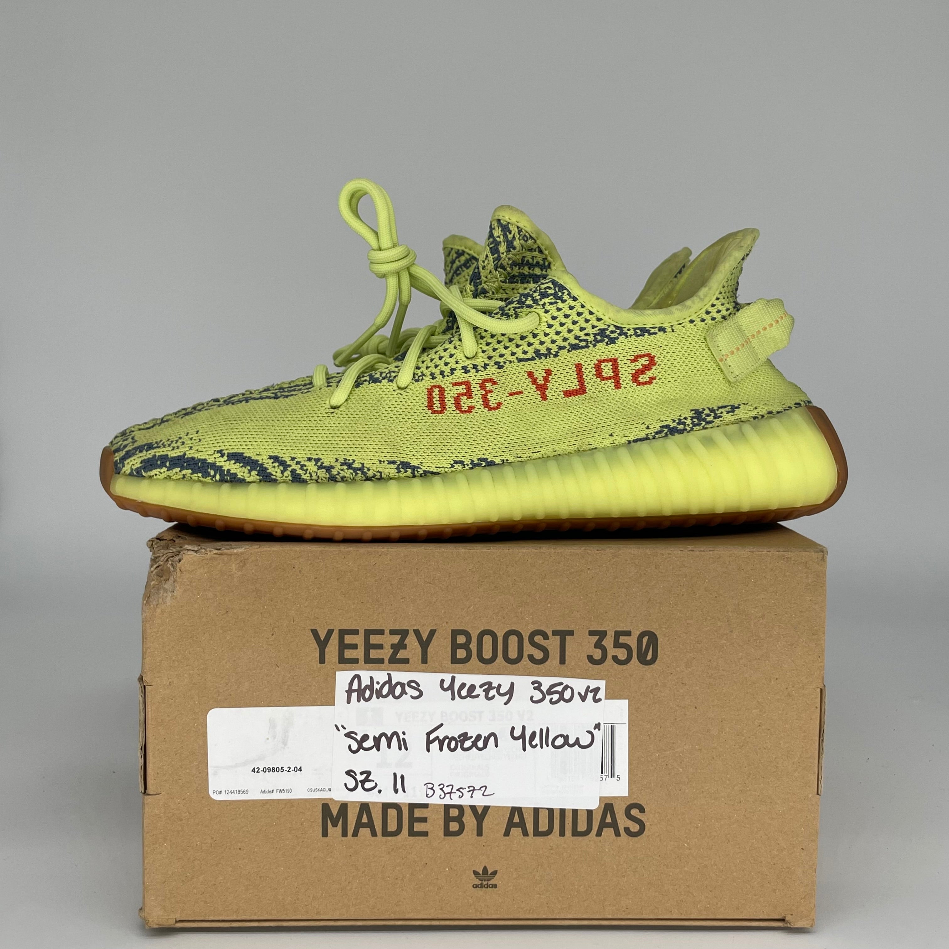 ADIDAS YEEZY 350 V2 SEMI FROZEN YELLOW SIZE 11 B37572