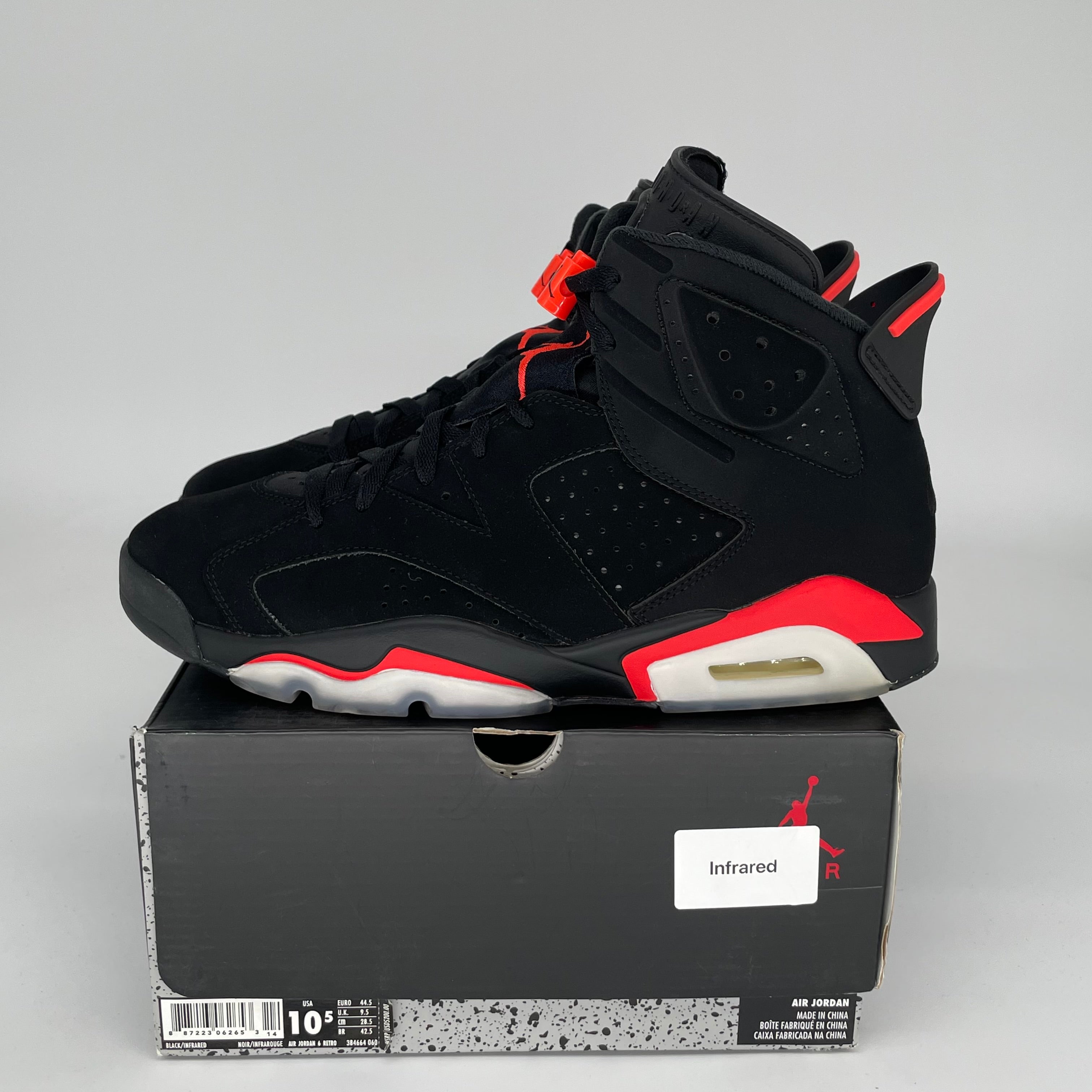 AIR JORDAN 6 BLACK INFRARED SIZE 10.5 384664-060