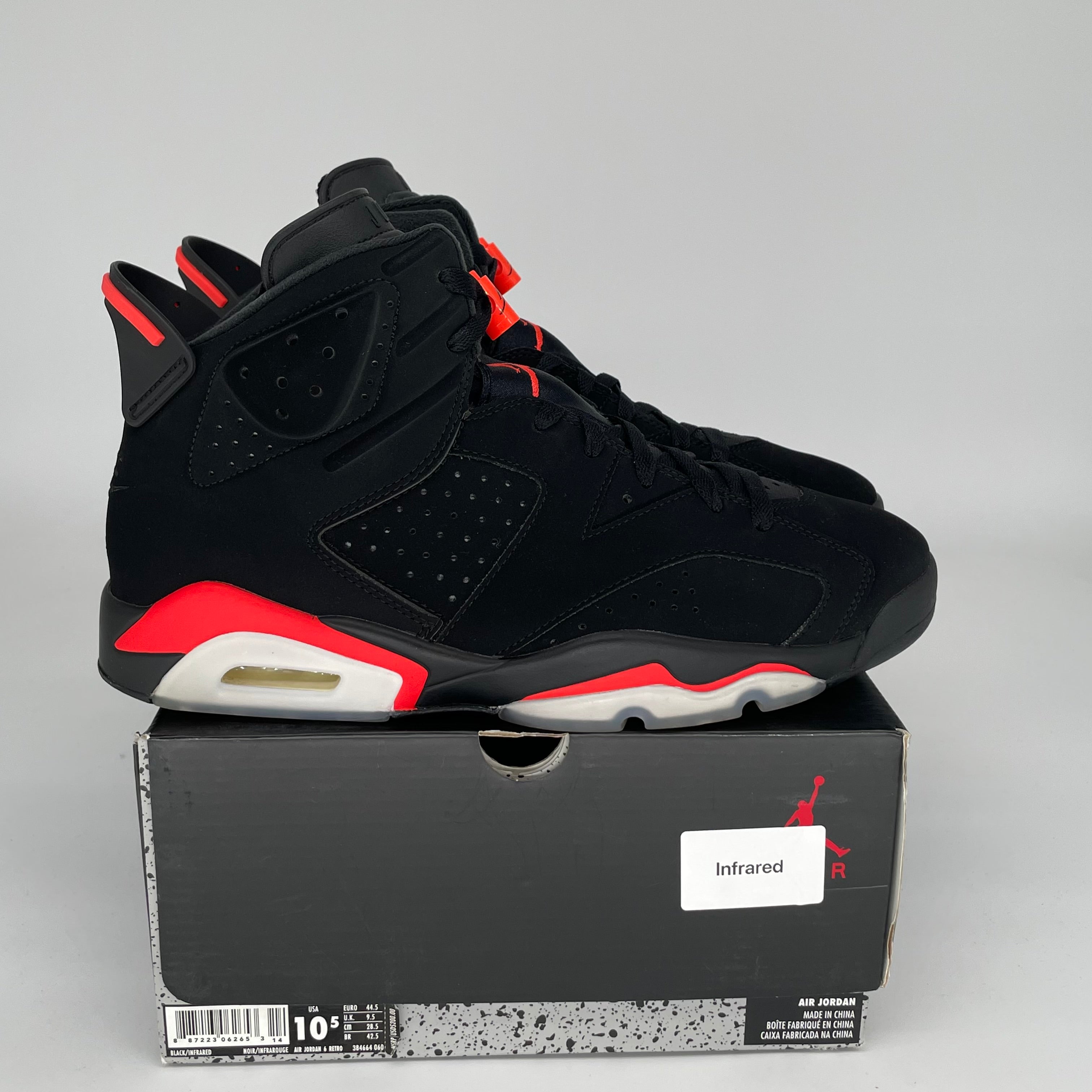 AIR JORDAN 6 BLACK INFRARED SIZE 10.5 384664-060