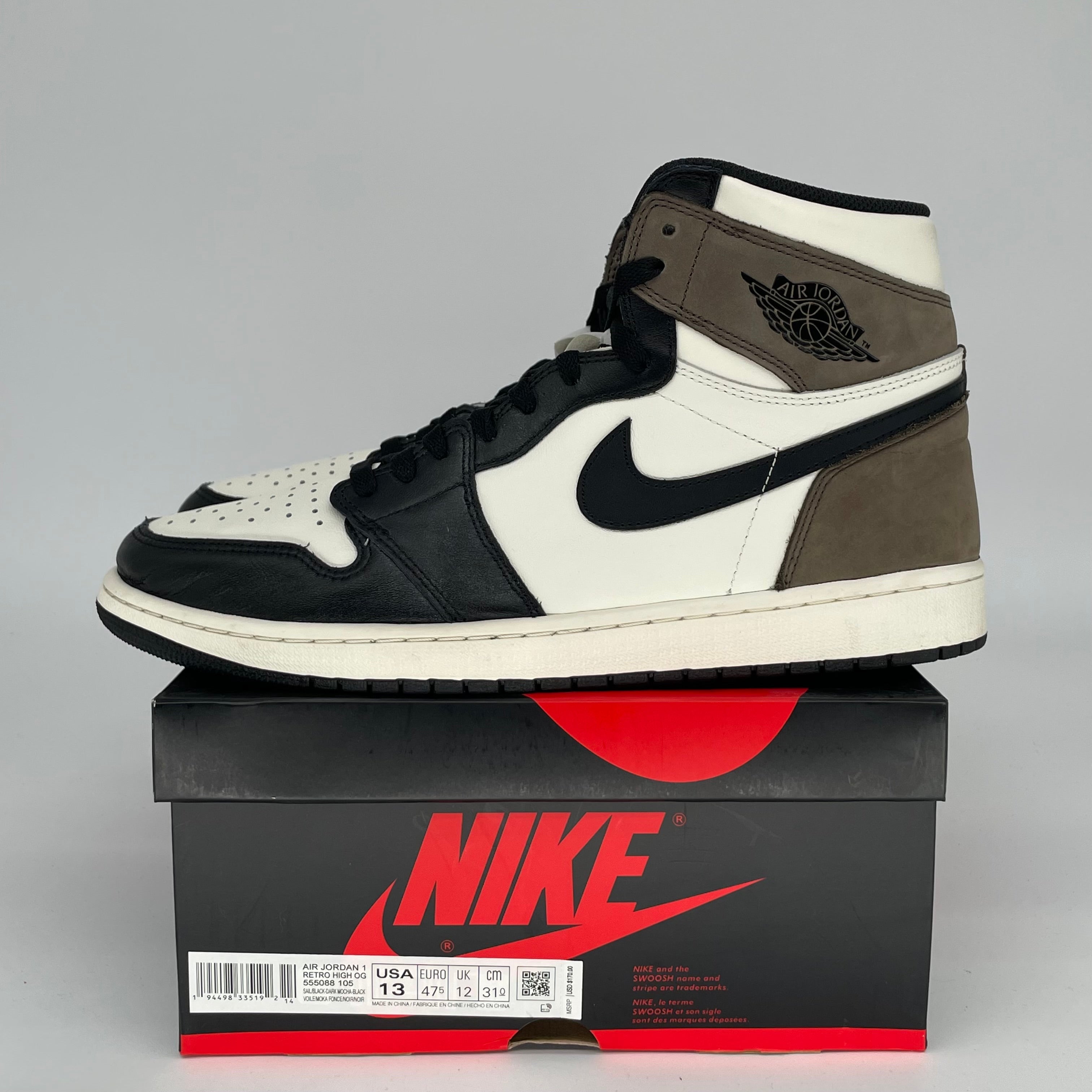 AIR JORDAN 1 DARK MOCHA SIZE 13 555088-105