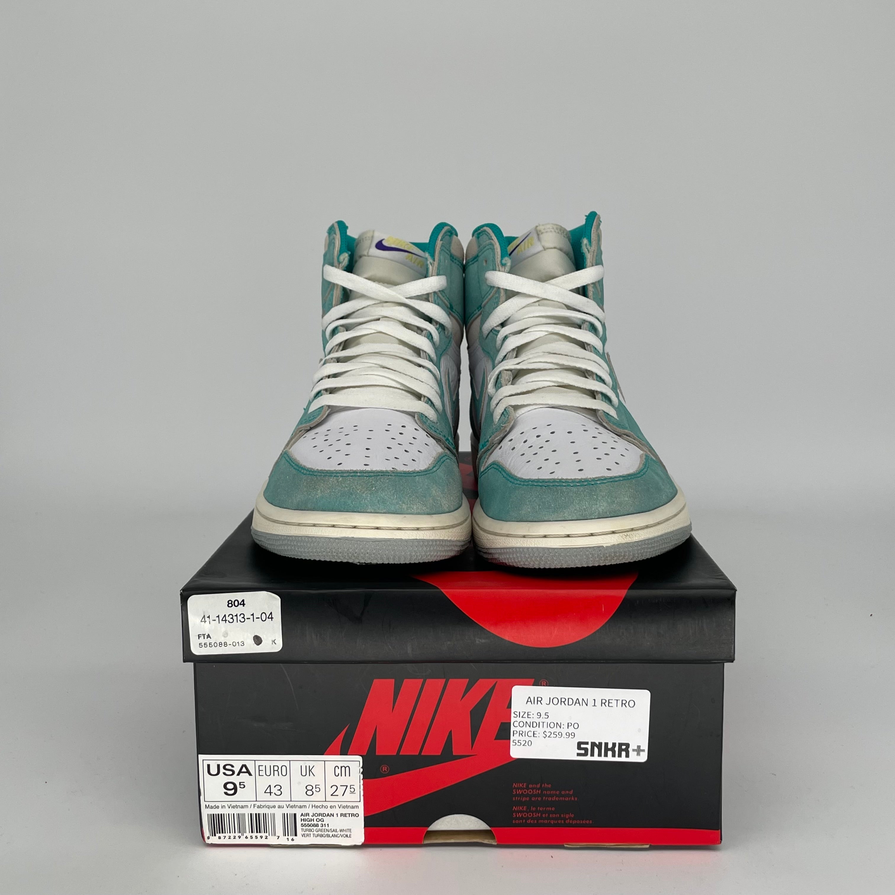 AIR JORDAN 1 TURBO GREEN SIZE 9.5 555088-311