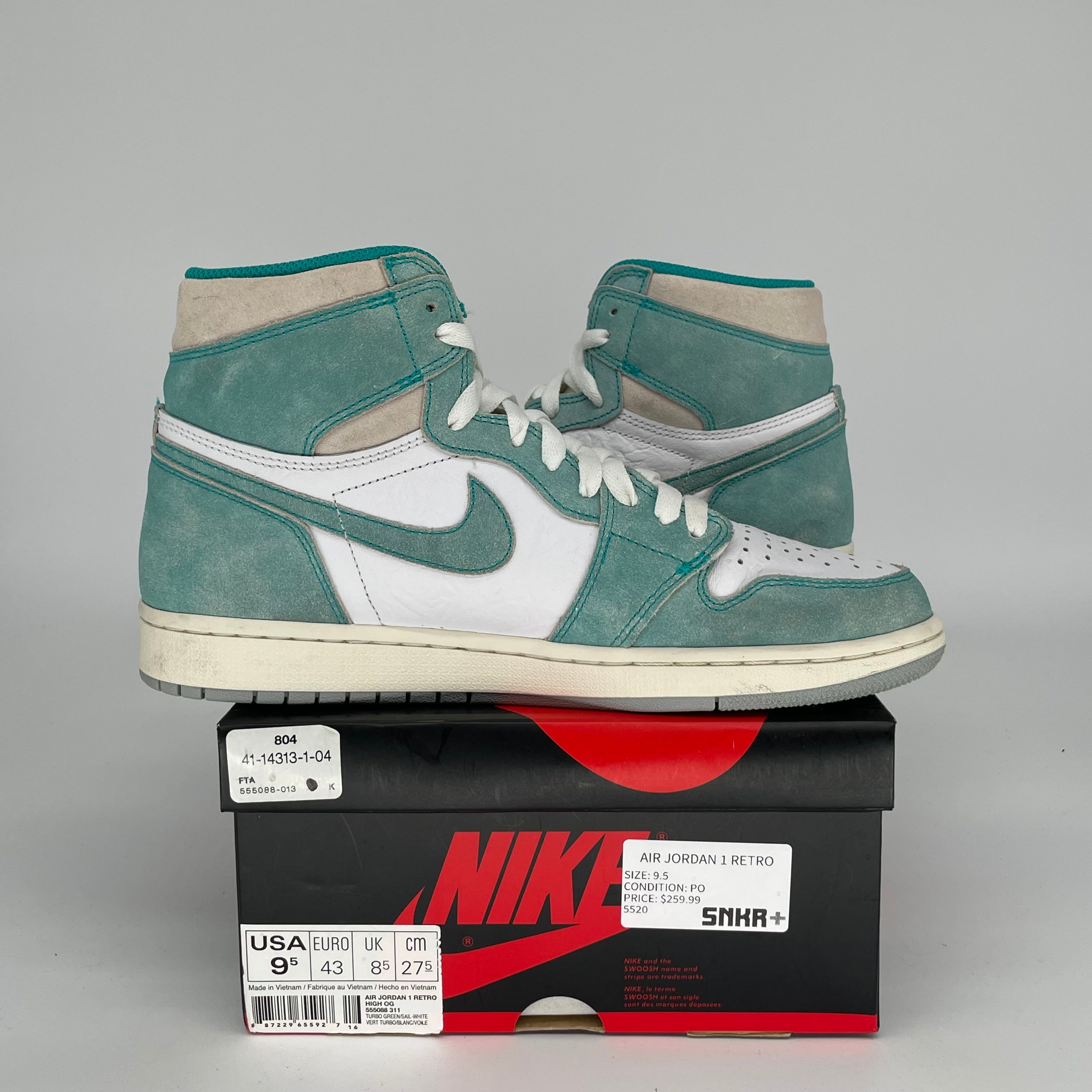 AIR JORDAN 1 TURBO GREEN SIZE 9.5 555088-311