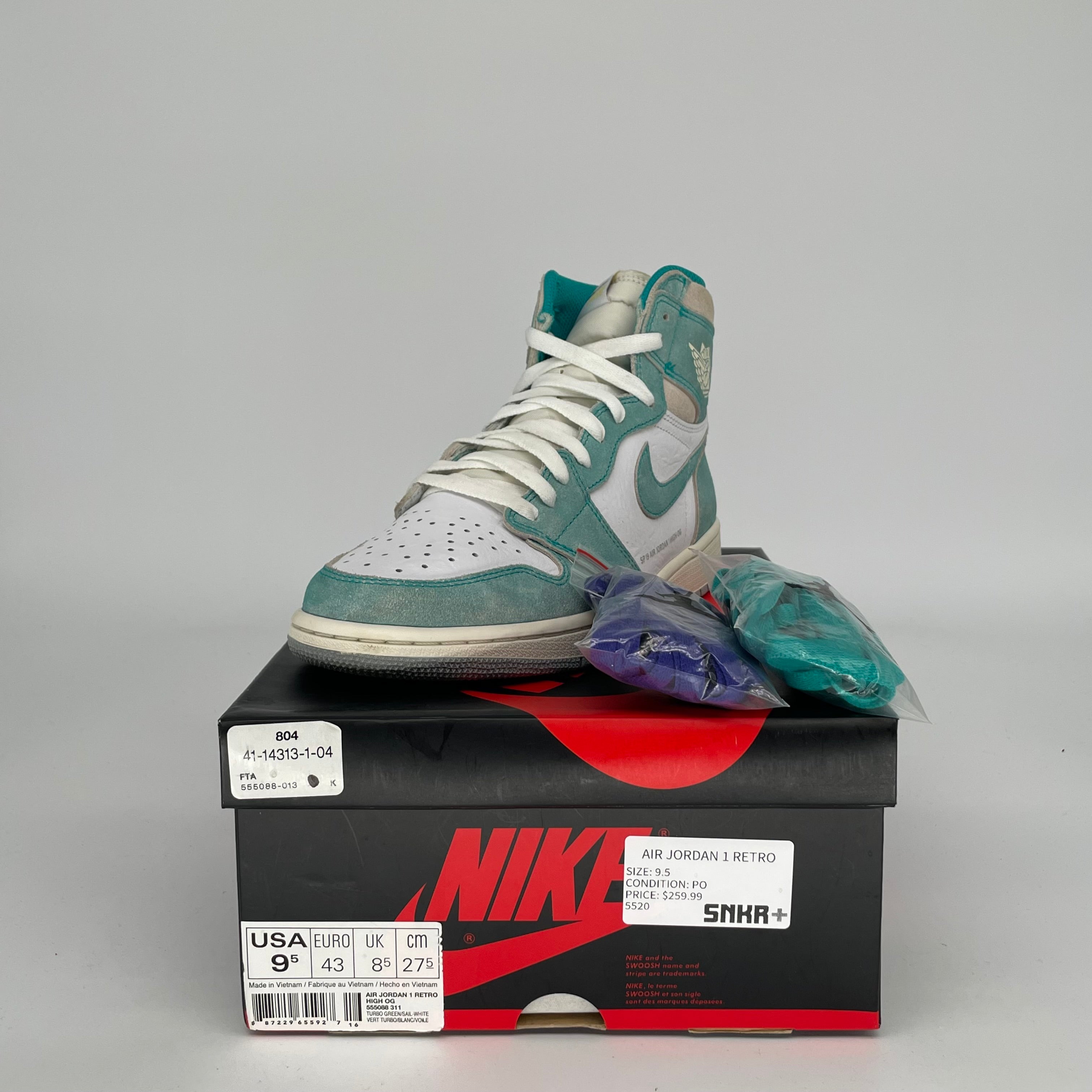 AIR JORDAN 1 TURBO GREEN SIZE 9.5 555088-311