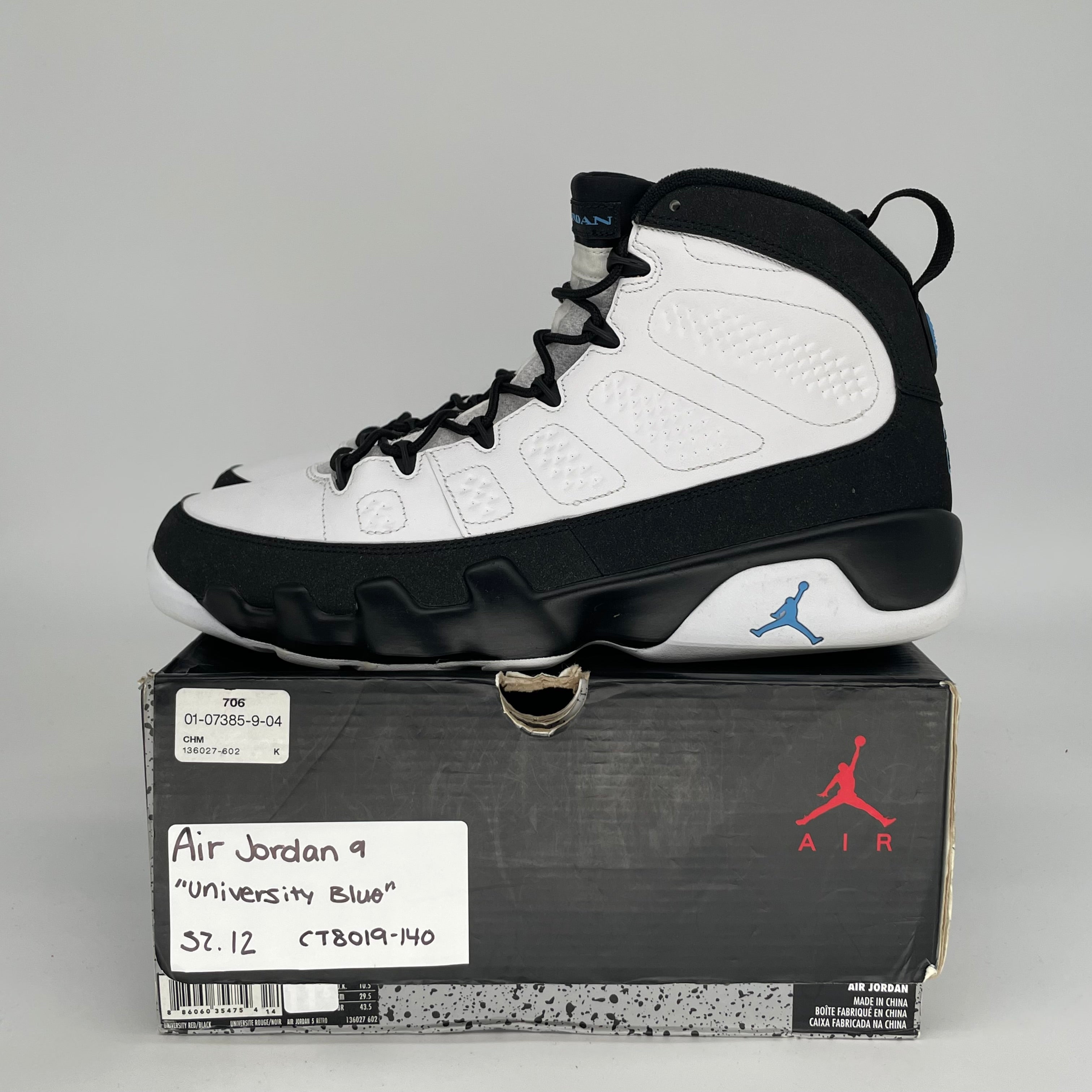 AIR JORDAN 9 UNIVERSITY BLUE SIZE 12 CT8019-140