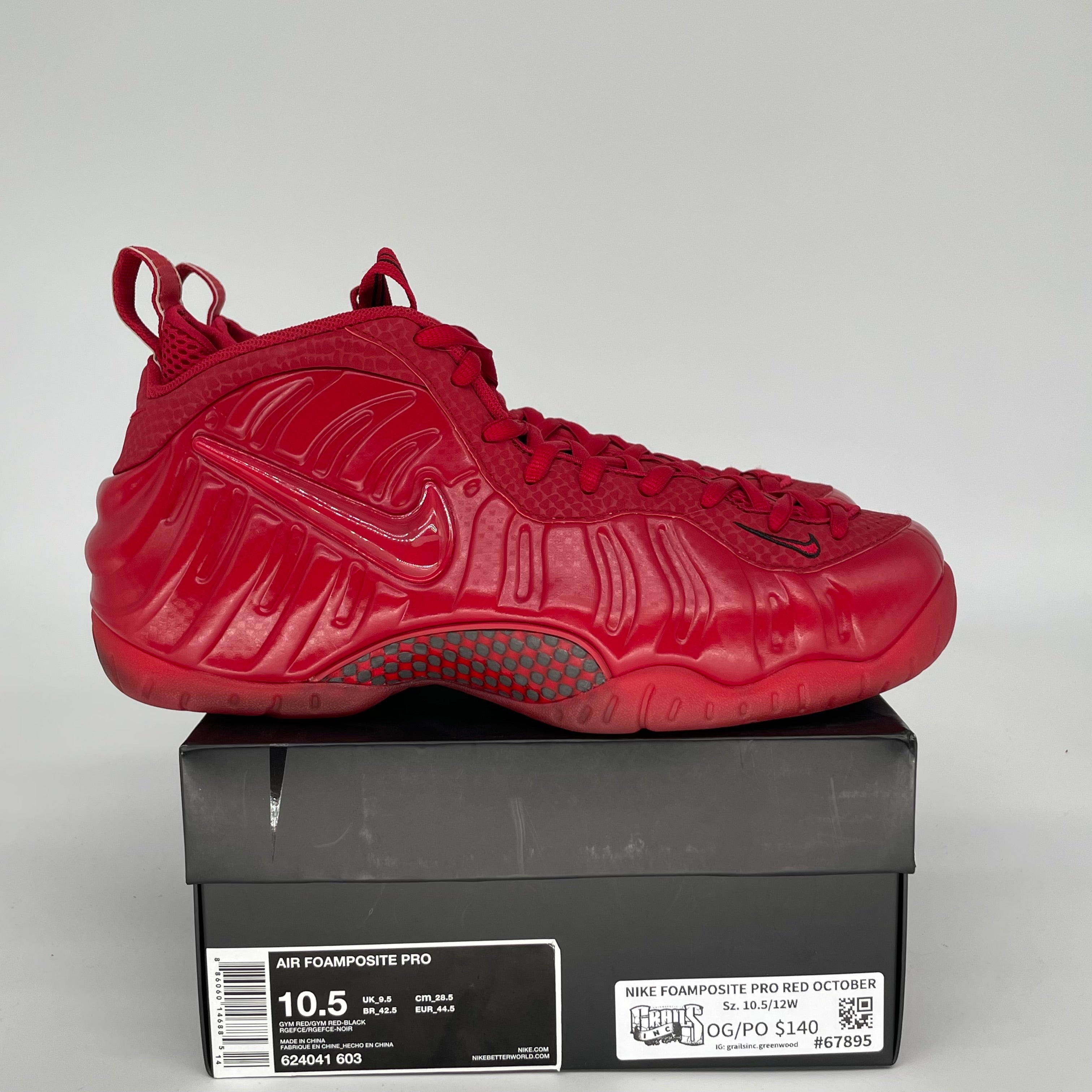 NIKE FOAMPOSITE PRO RED OCTOBER SIZE 10.5 624041-603