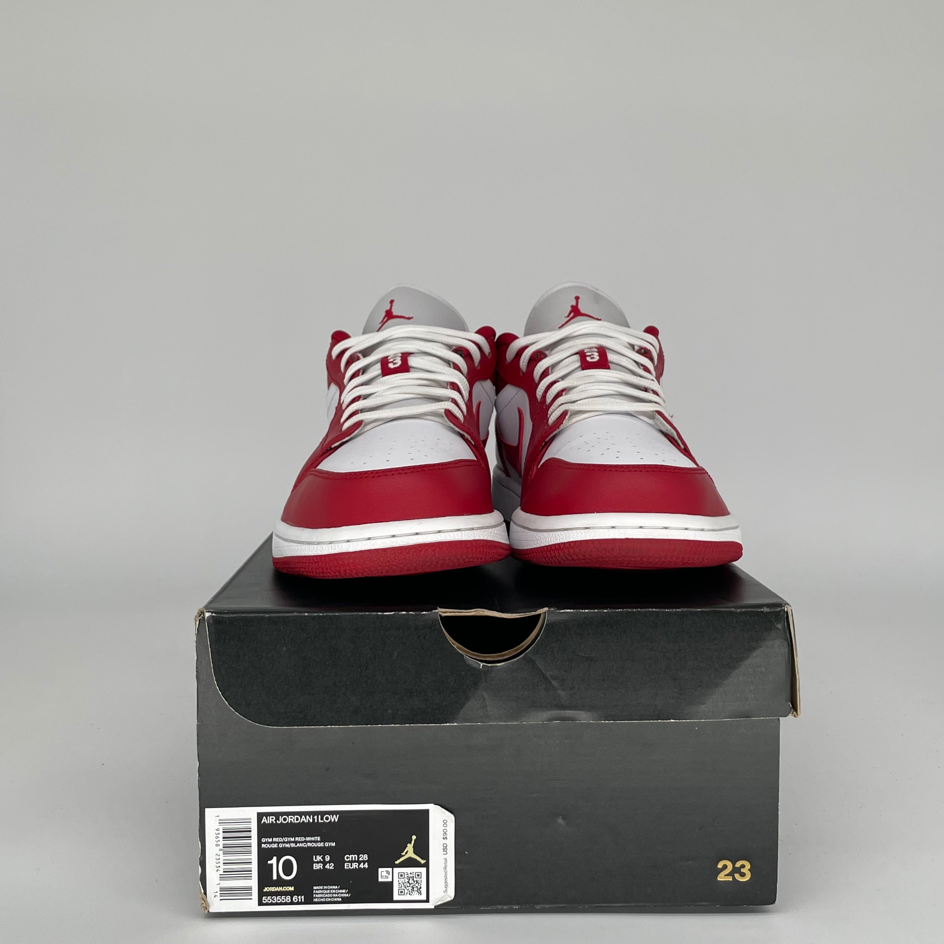 AIR JORDAN 1 LOW GYM RED WHITE SIZE 10 553558-611