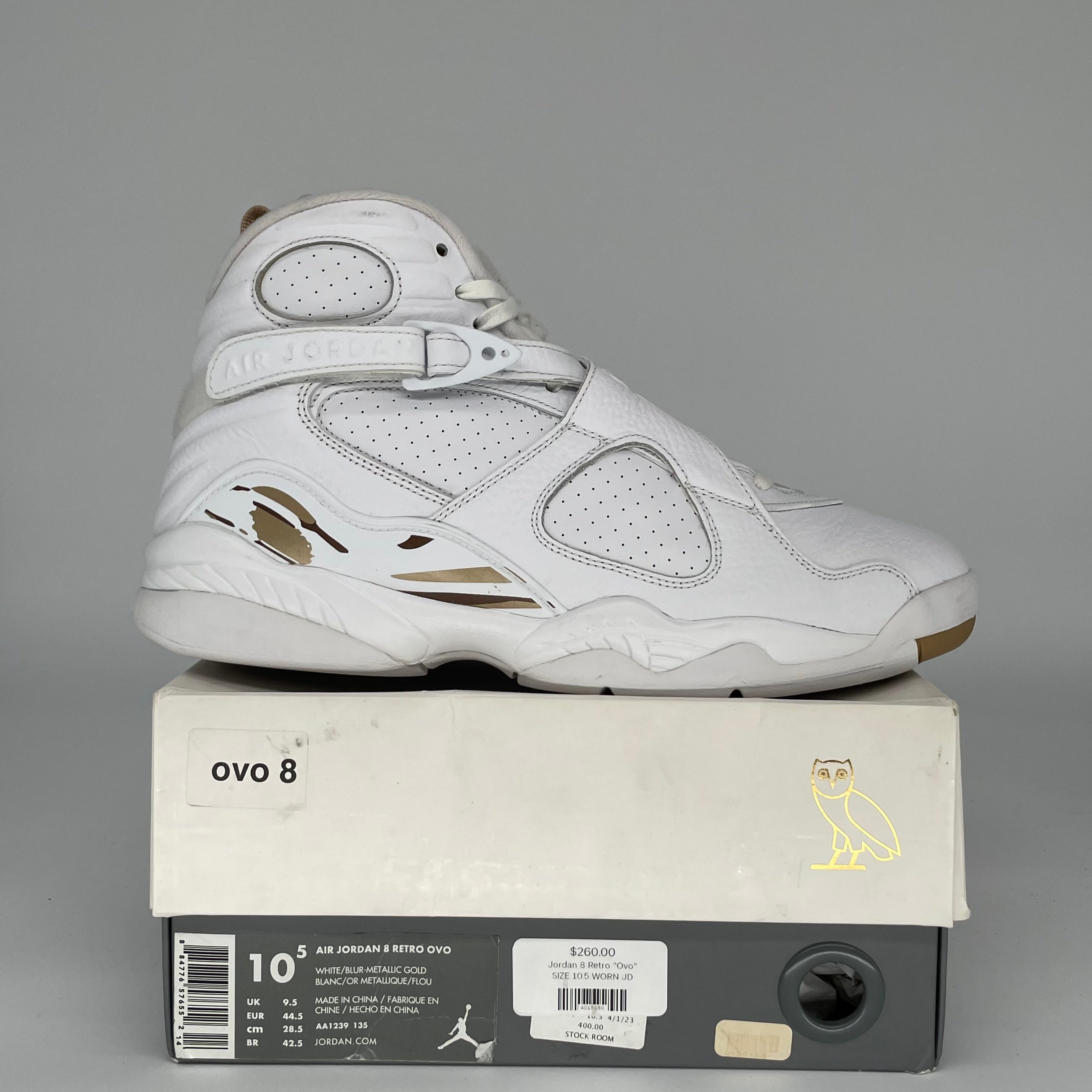 AIR JORDAN 8 OVO WHITE SIZE 10.5 AA1239-135