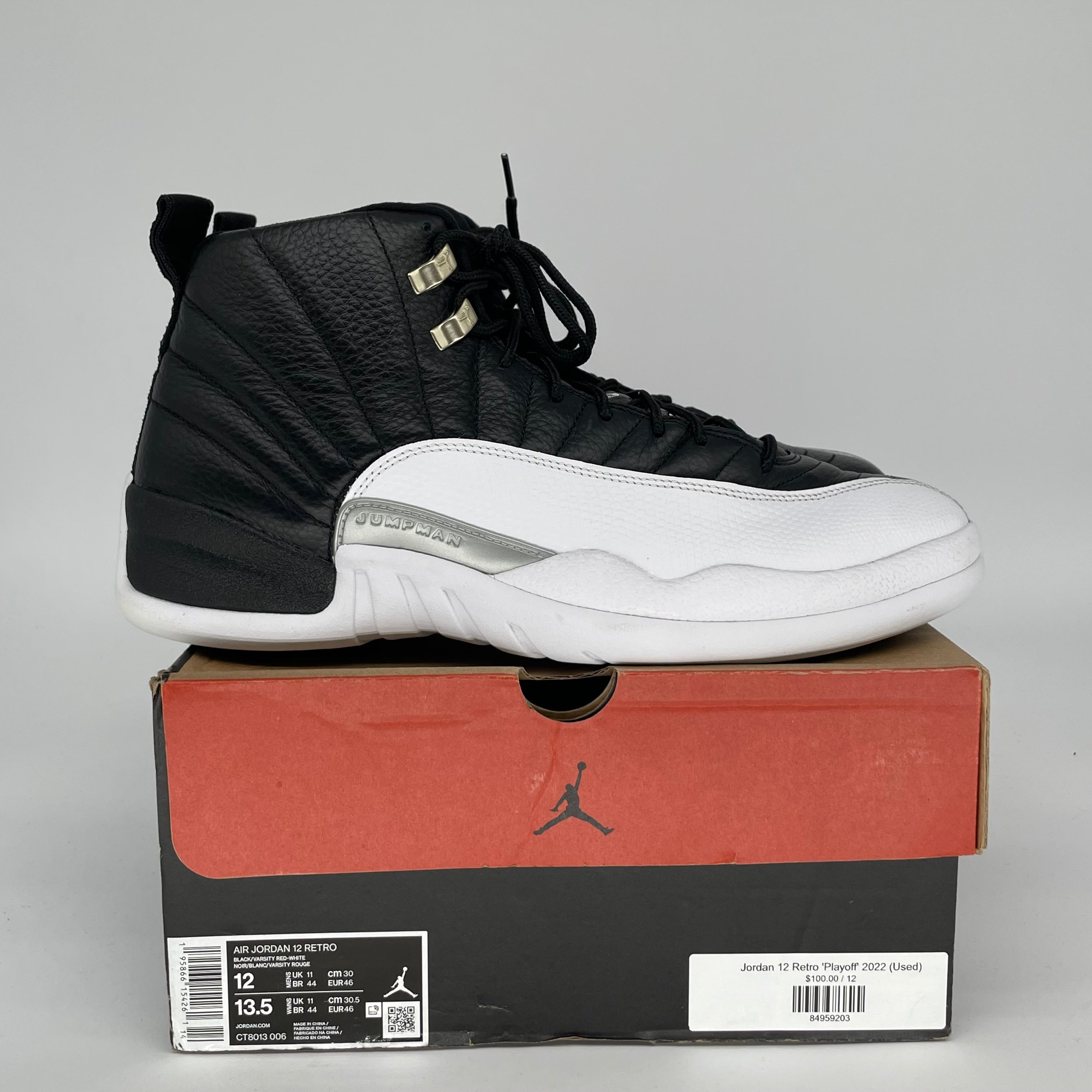 AIR JORDAN 12 PLAYOFFS SIZE 12 CT8013-006