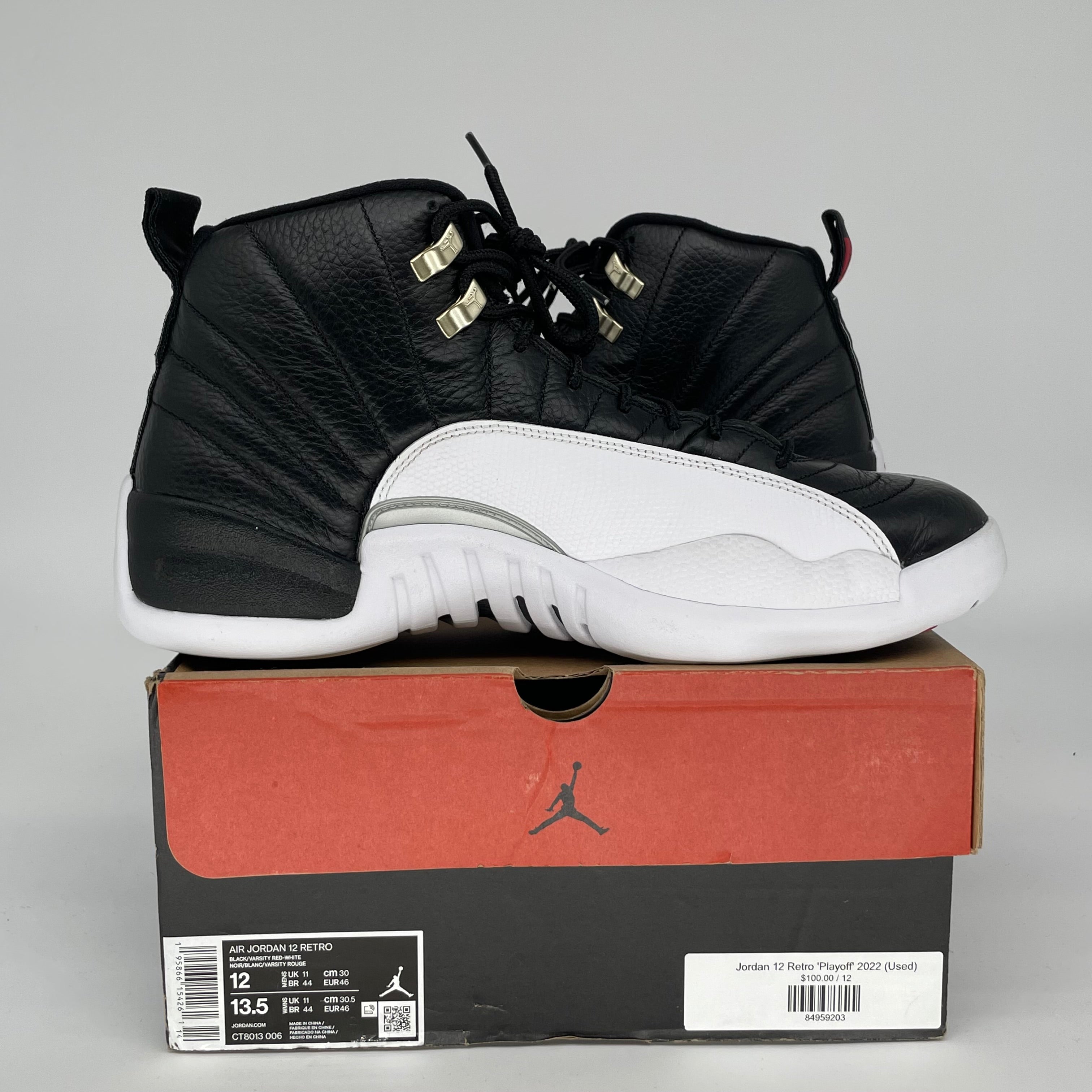 AIR JORDAN 12 PLAYOFFS SIZE 12 CT8013-006