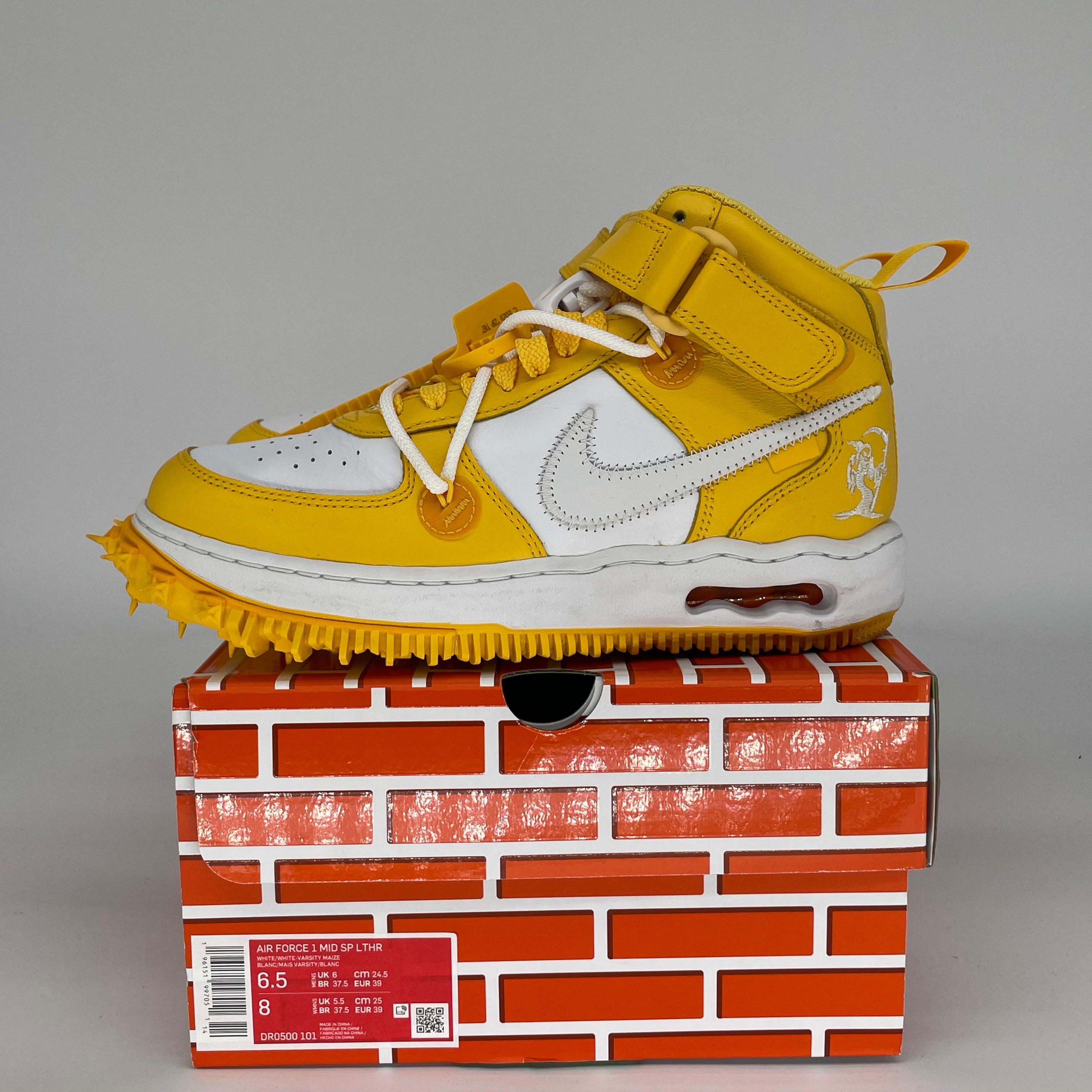 NIKE AF1 MID OFF WHITE VARSITY MAIZE SIZE 6.5 DR0500-101