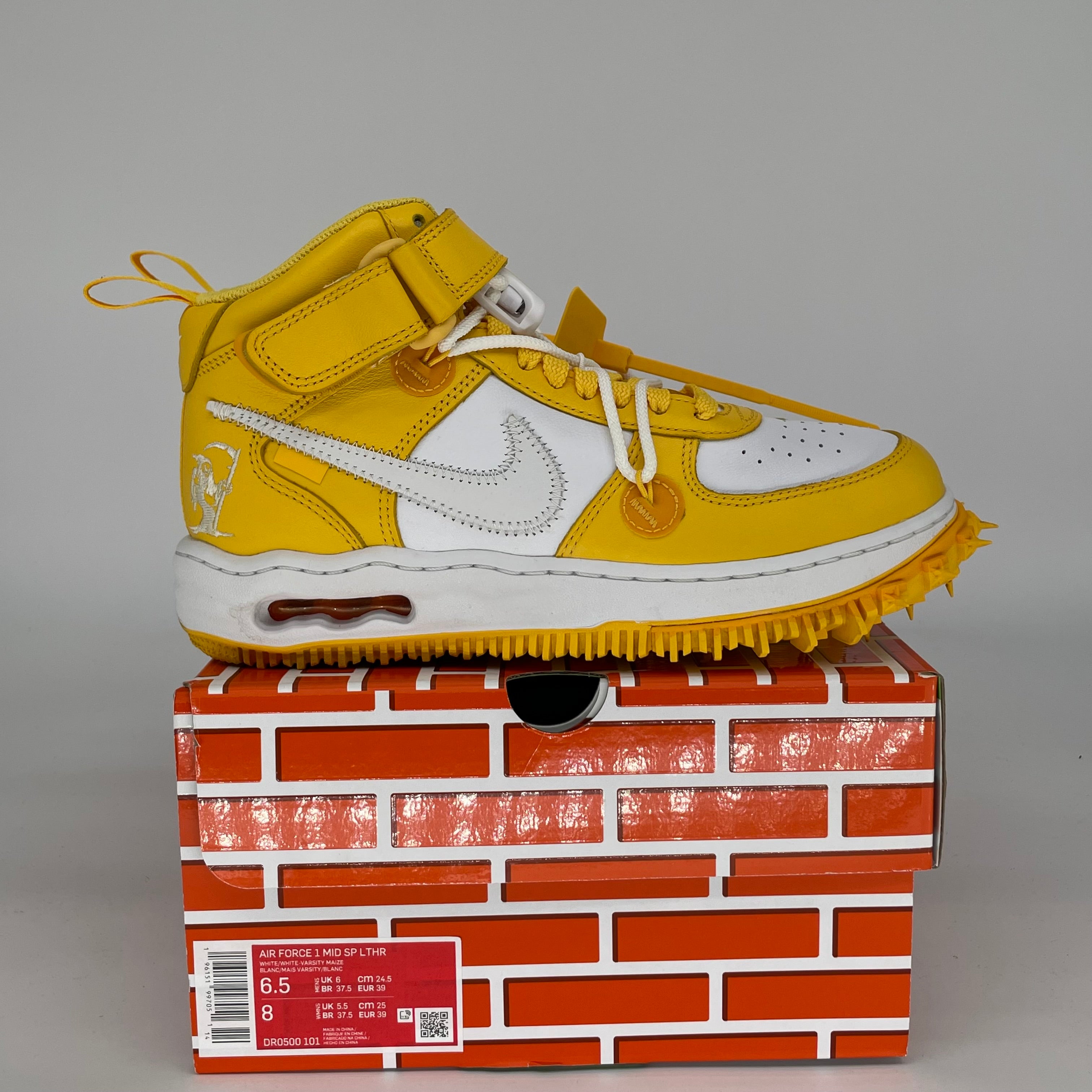 NIKE AF1 MID OFF WHITE VARSITY MAIZE SIZE 6.5 DR0500-101