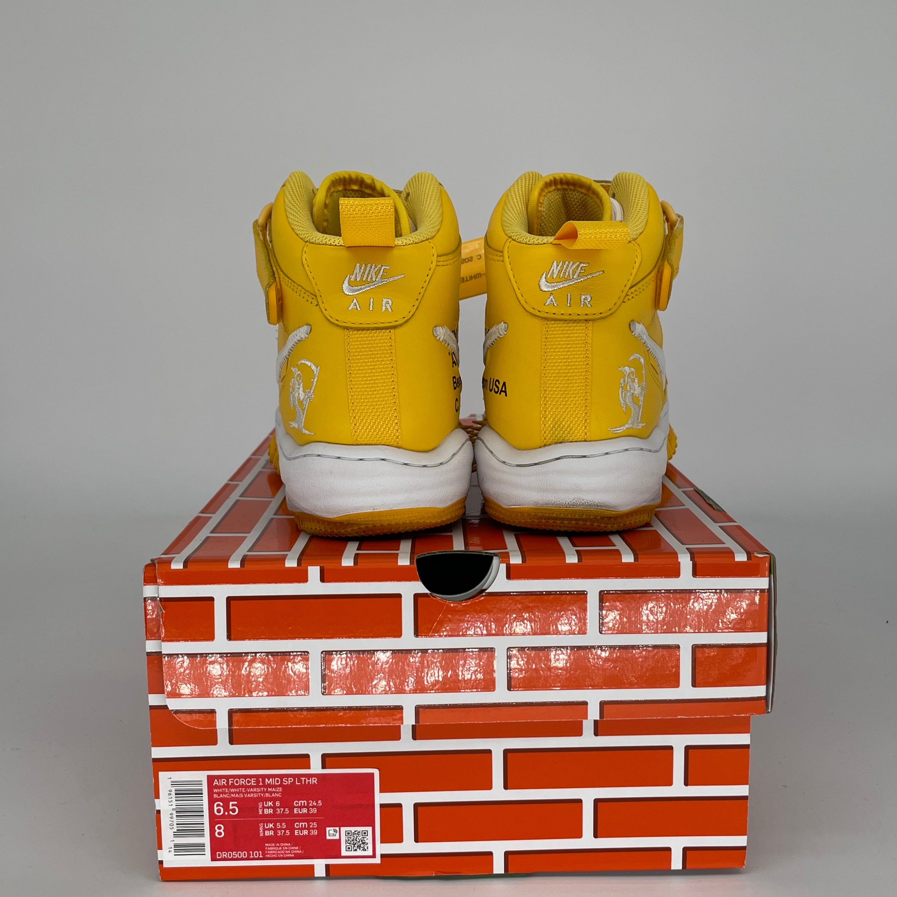 NIKE AF1 MID OFF WHITE VARSITY MAIZE SIZE 6.5 DR0500-101