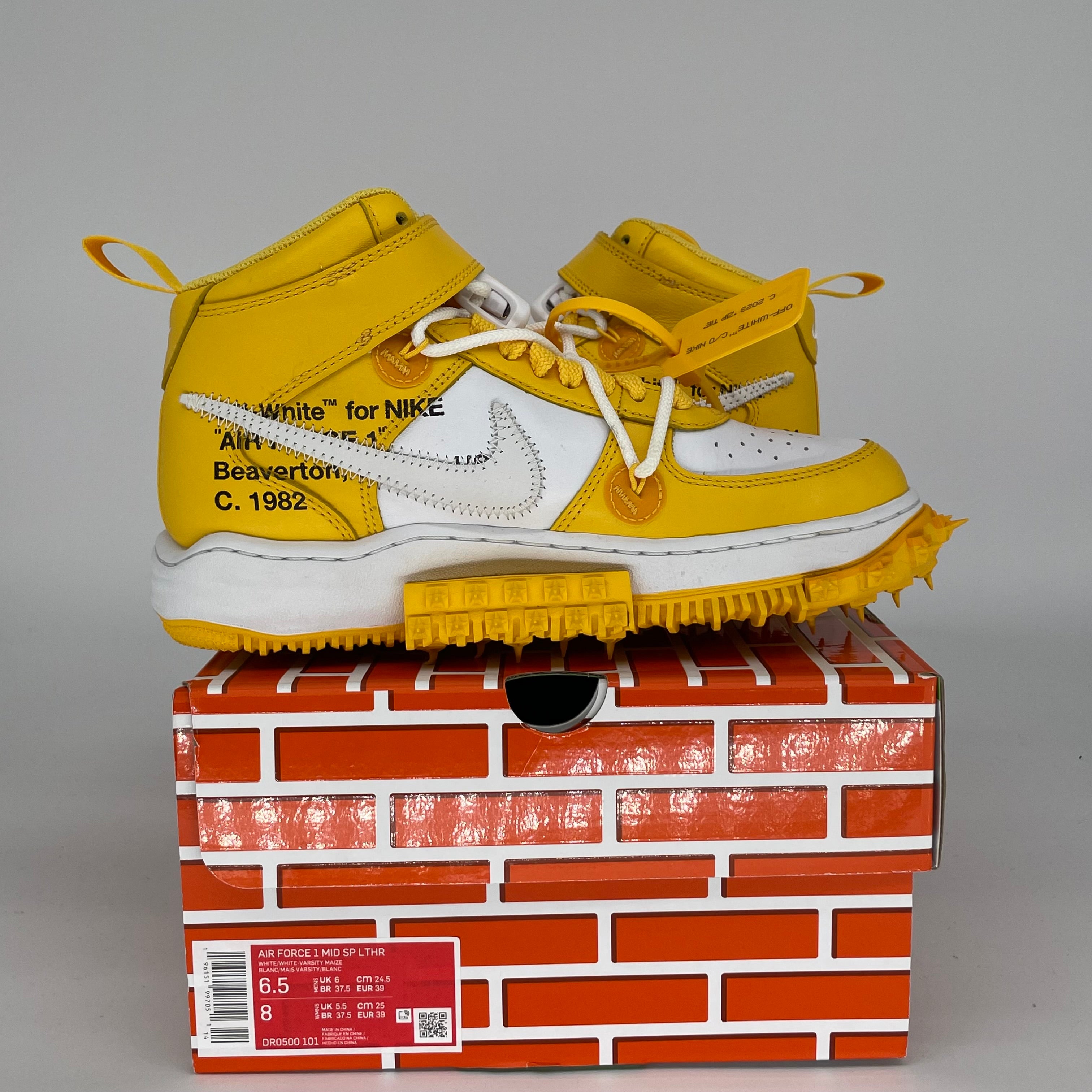 NIKE AF1 MID OFF WHITE VARSITY MAIZE SIZE 6.5 DR0500-101