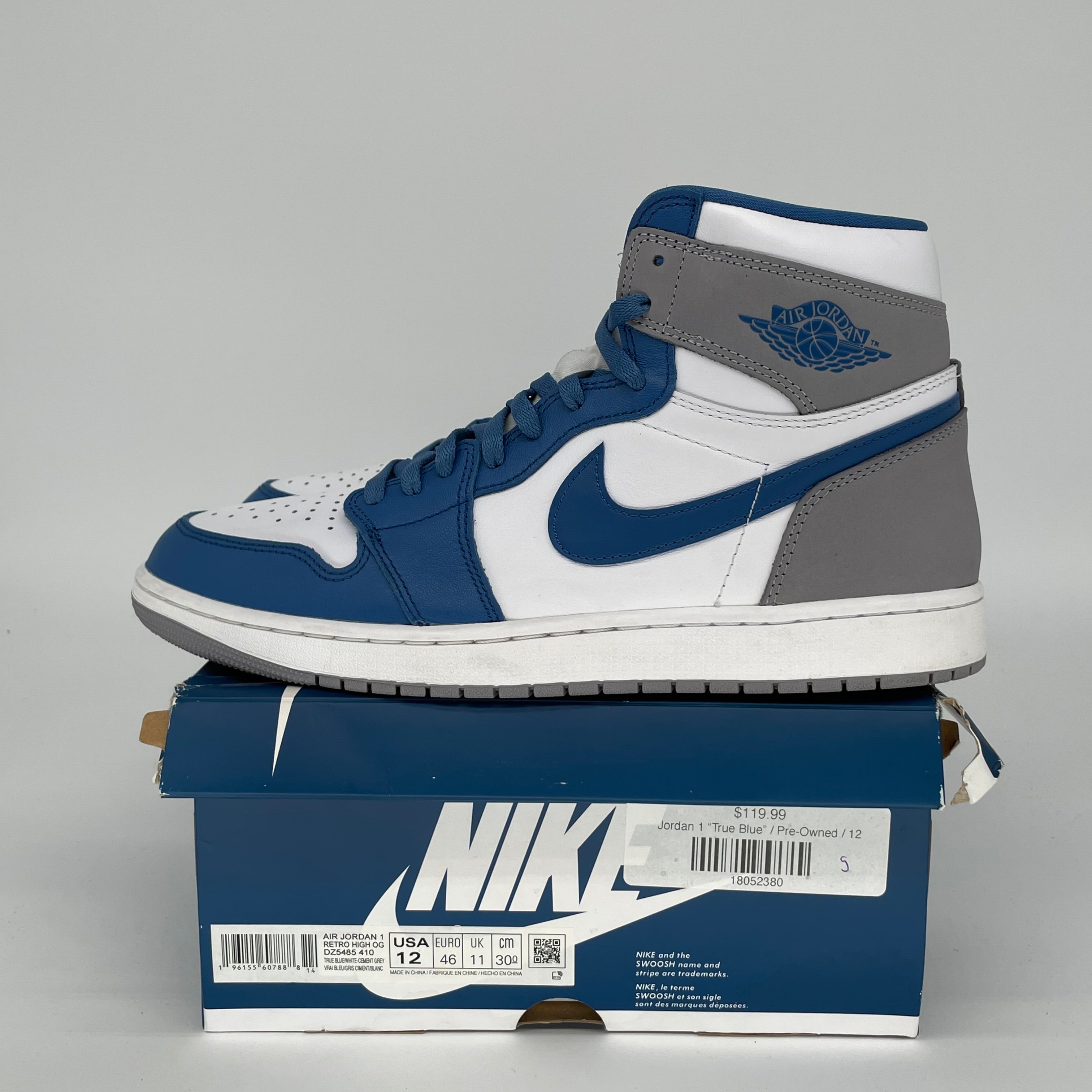 AIR JORDAN 1 TRUE BLUE SIZE 12 DZ5485-410