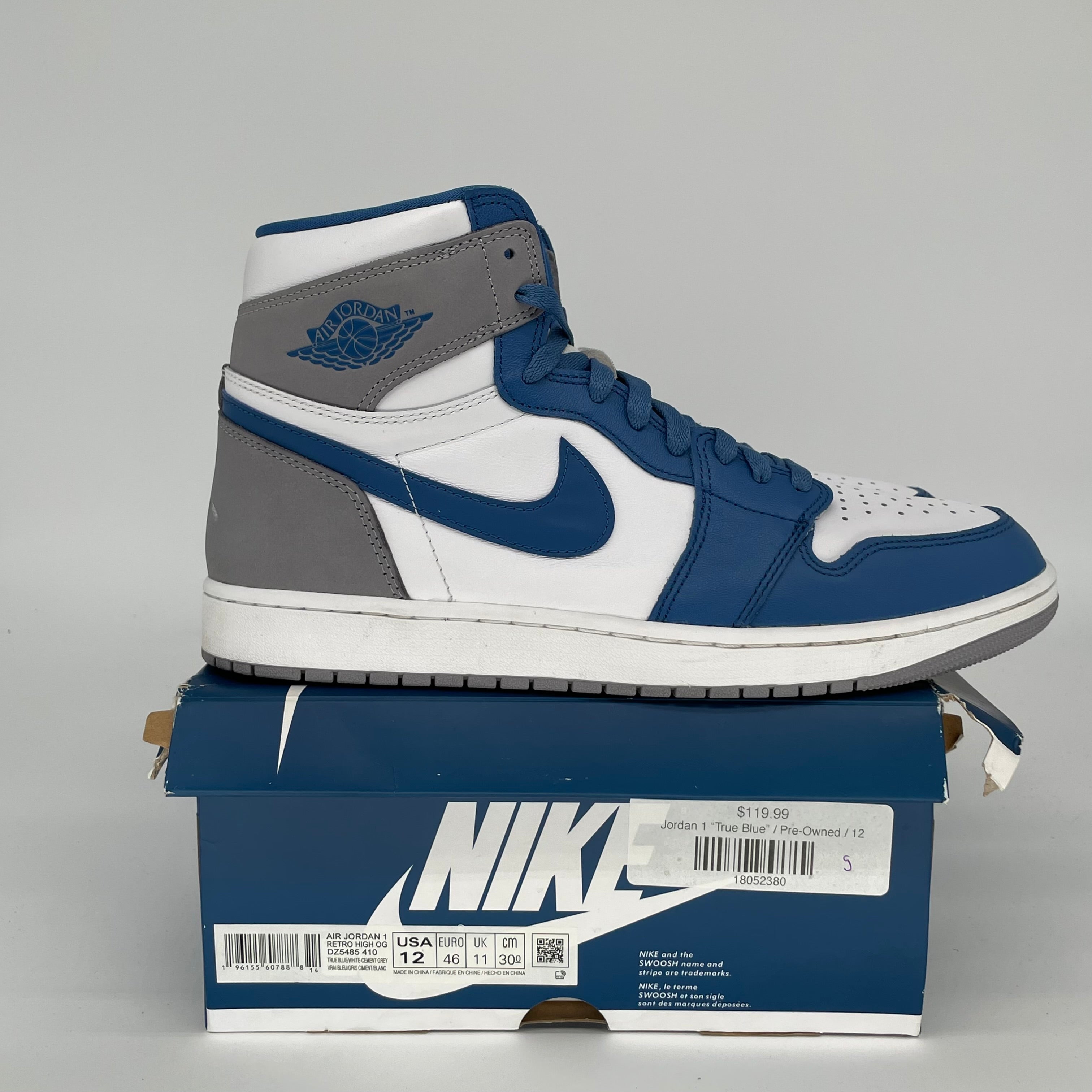 AIR JORDAN 1 TRUE BLUE SIZE 12 DZ5485-410