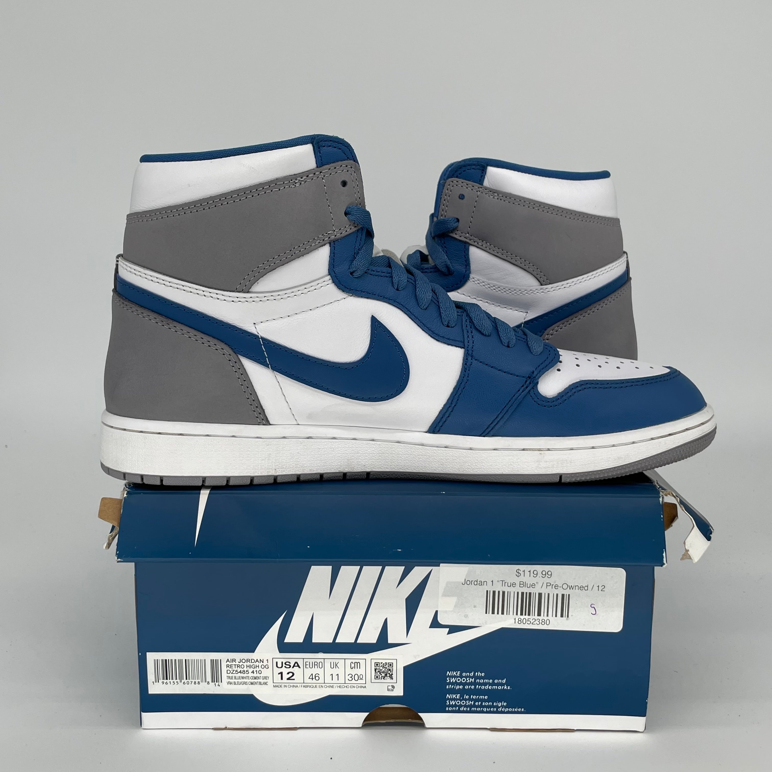 AIR JORDAN 1 TRUE BLUE SIZE 12 DZ5485-410