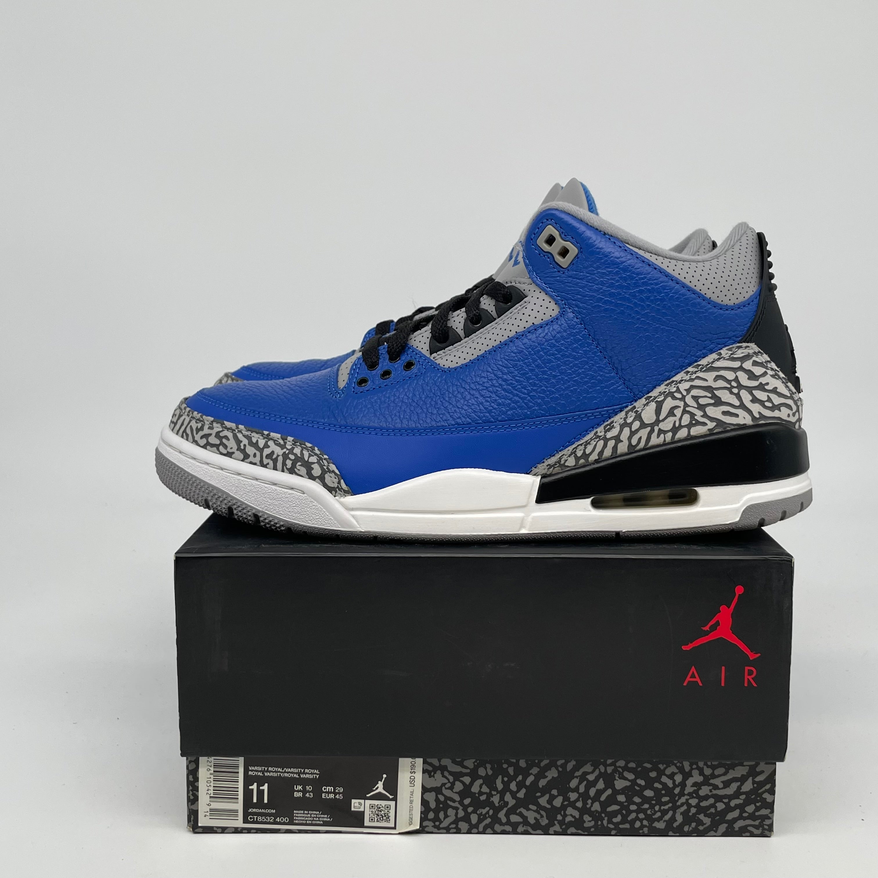 AIR JORDAN 3 ROYAL CEMENT SIZED 11 CT8532-400