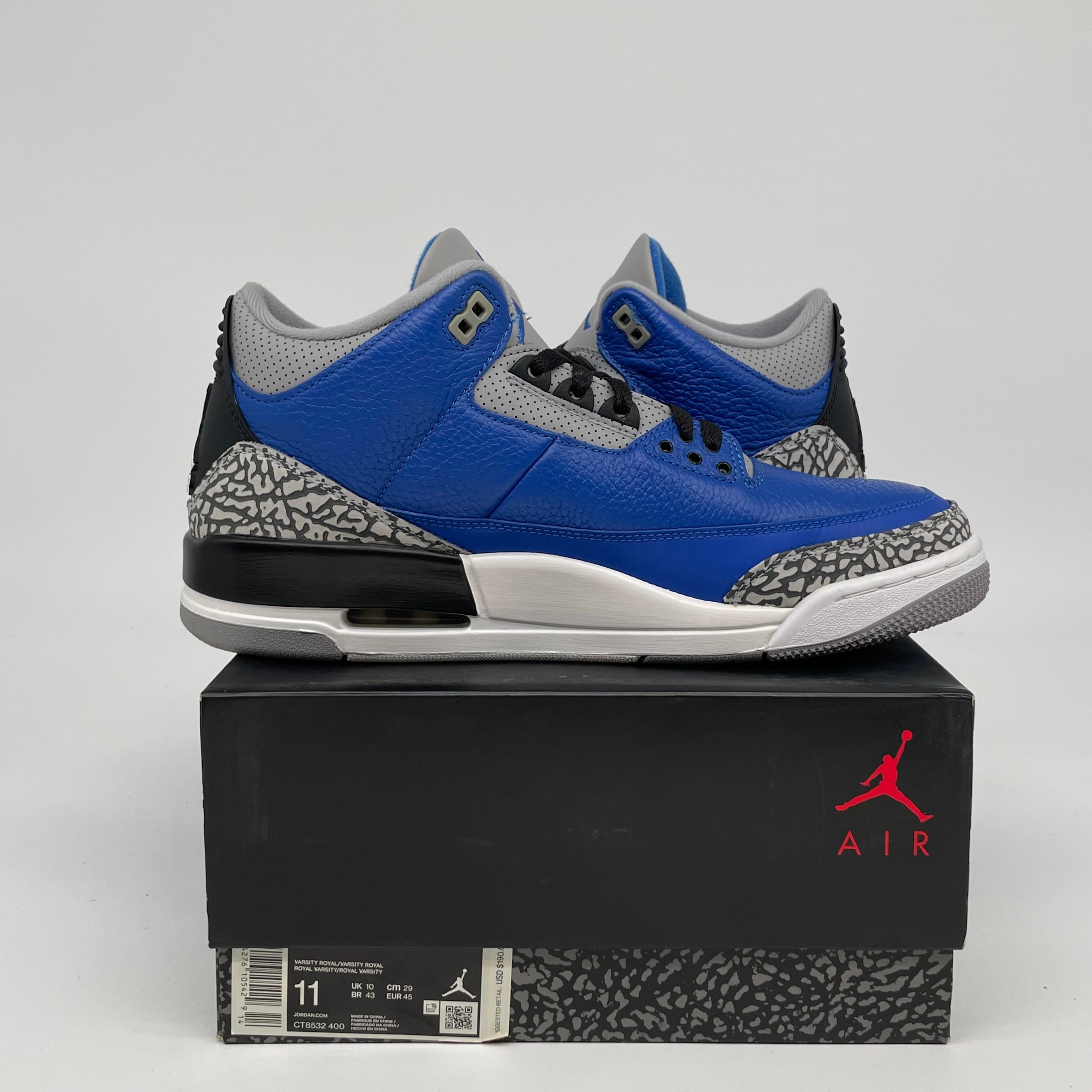 AIR JORDAN 3 ROYAL CEMENT SIZED 11 CT8532-400