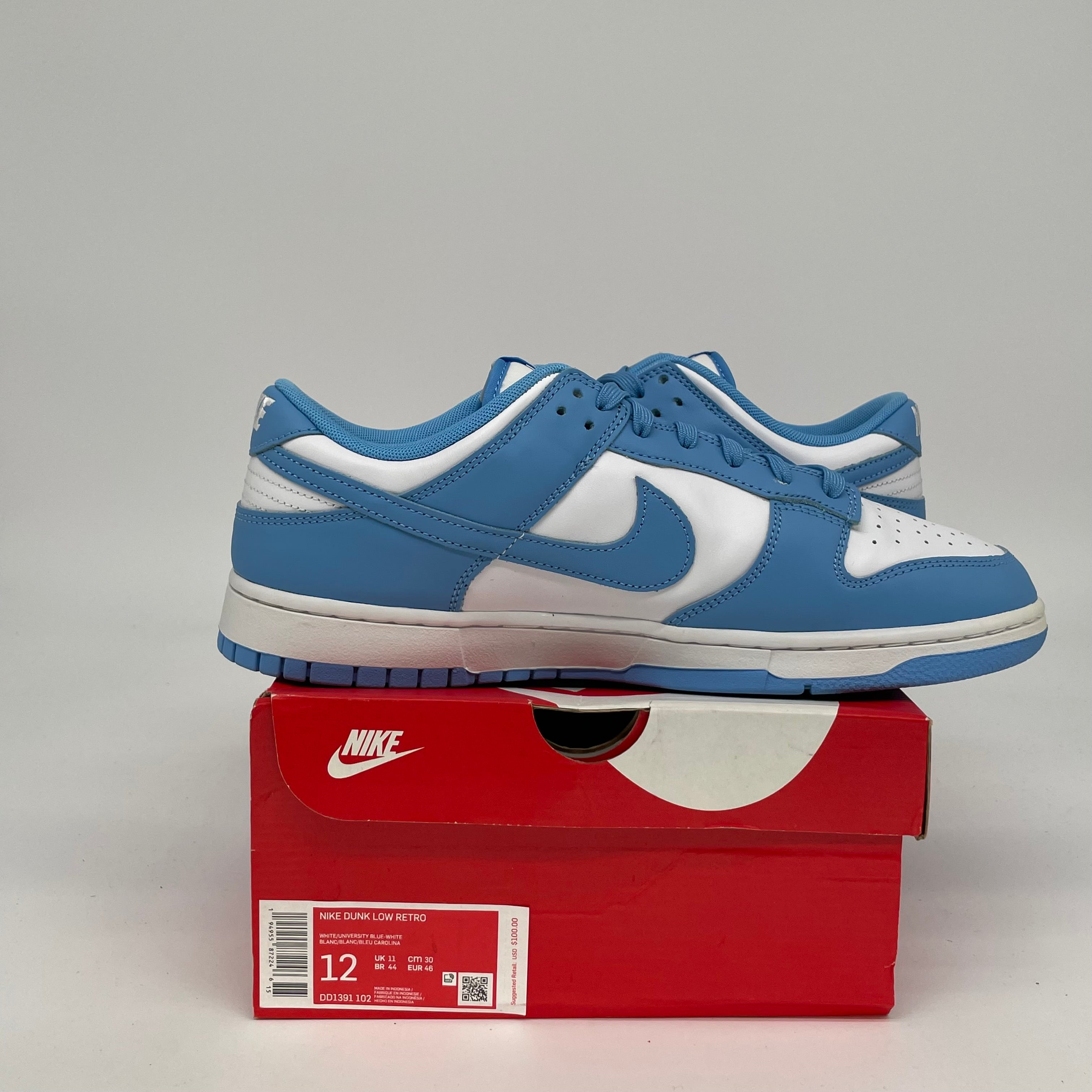 NIKE DUNK LOW UNC SIZE 12 DD1391-102