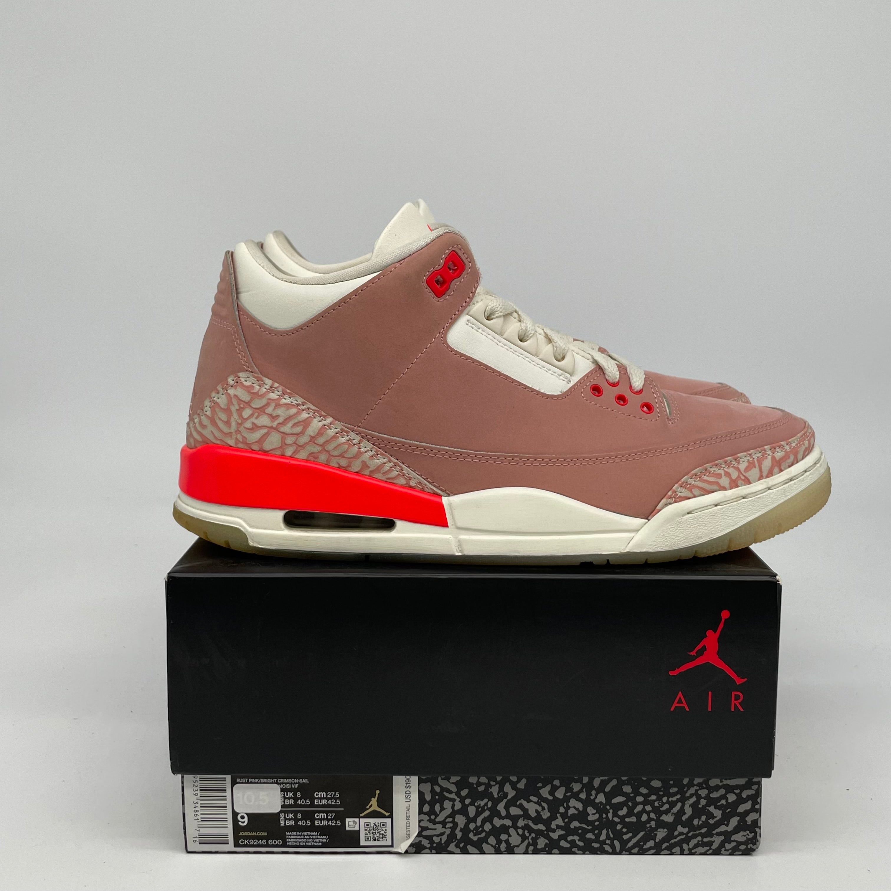 AIR JORDAN 3 RUST PINK W SIZE 9.5 CK9246-600