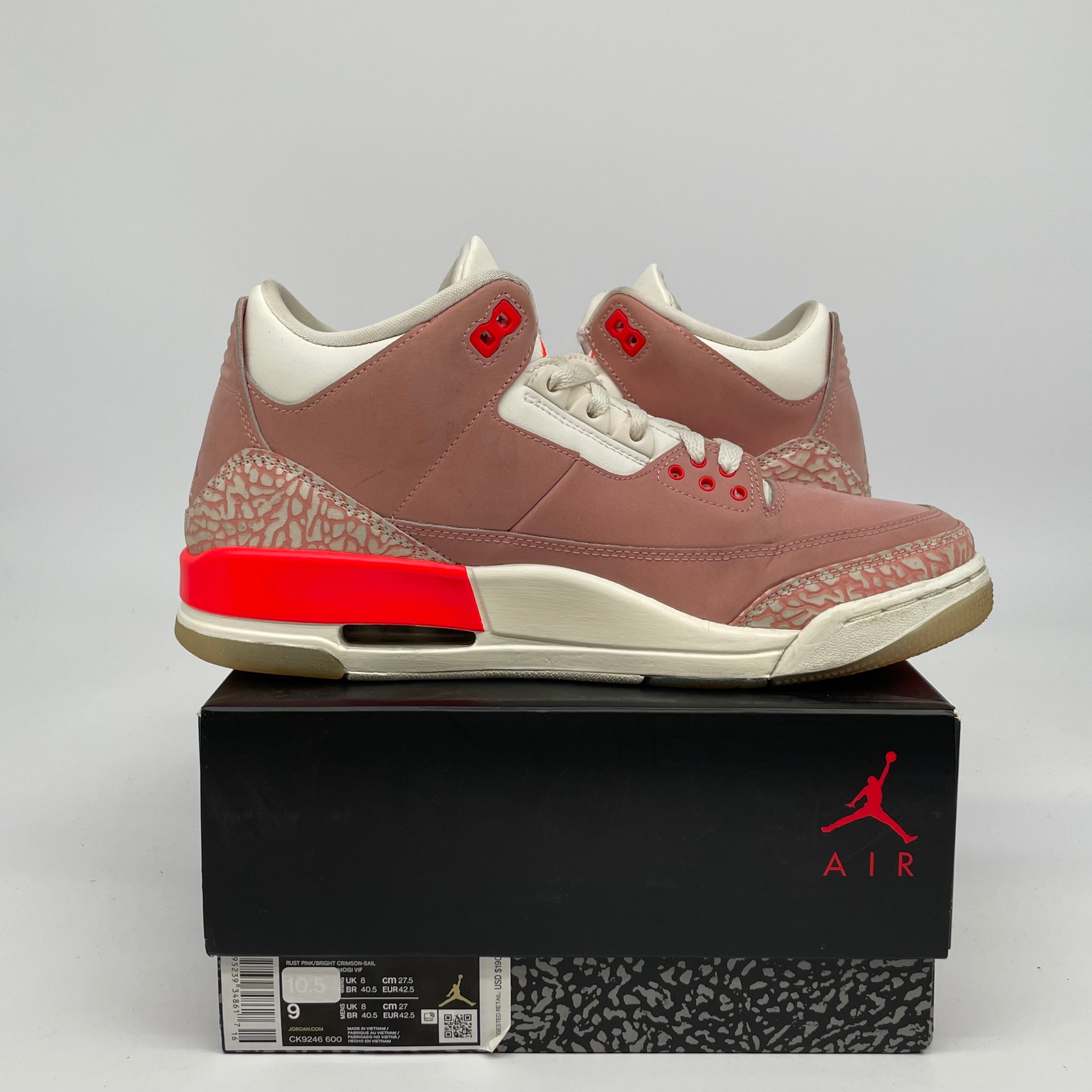 AIR JORDAN 3 RUST PINK W SIZE 9.5 CK9246-600