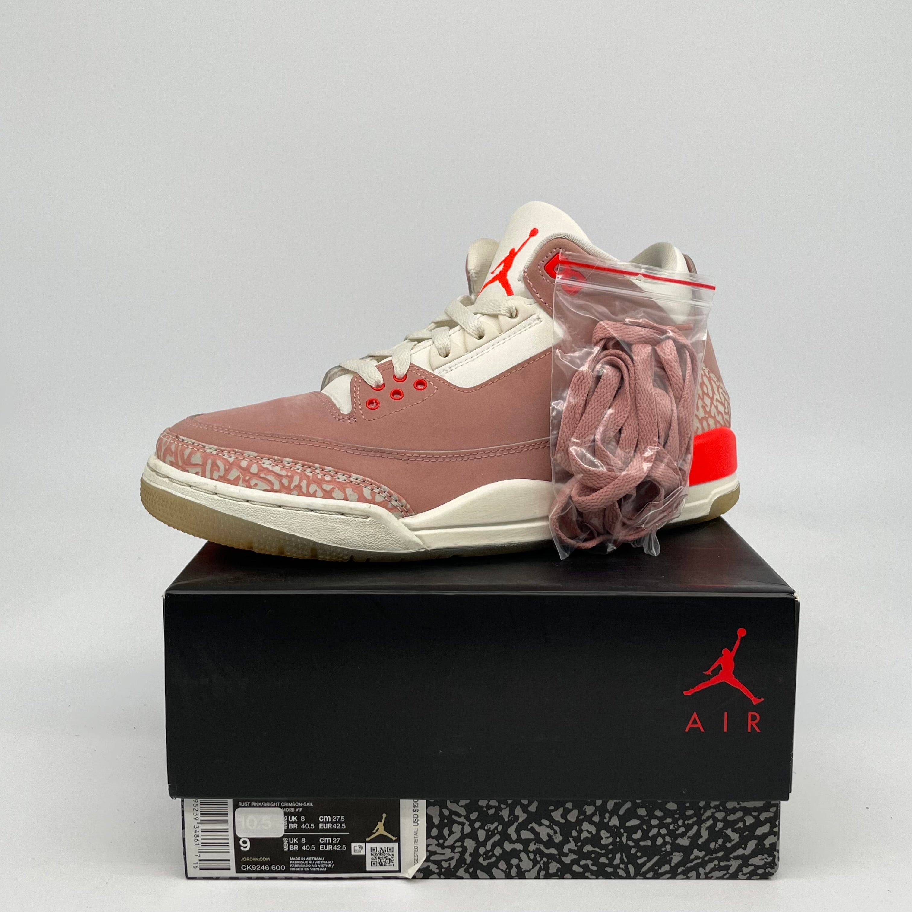 AIR JORDAN 3 RUST PINK W SIZE 9.5 CK9246-600