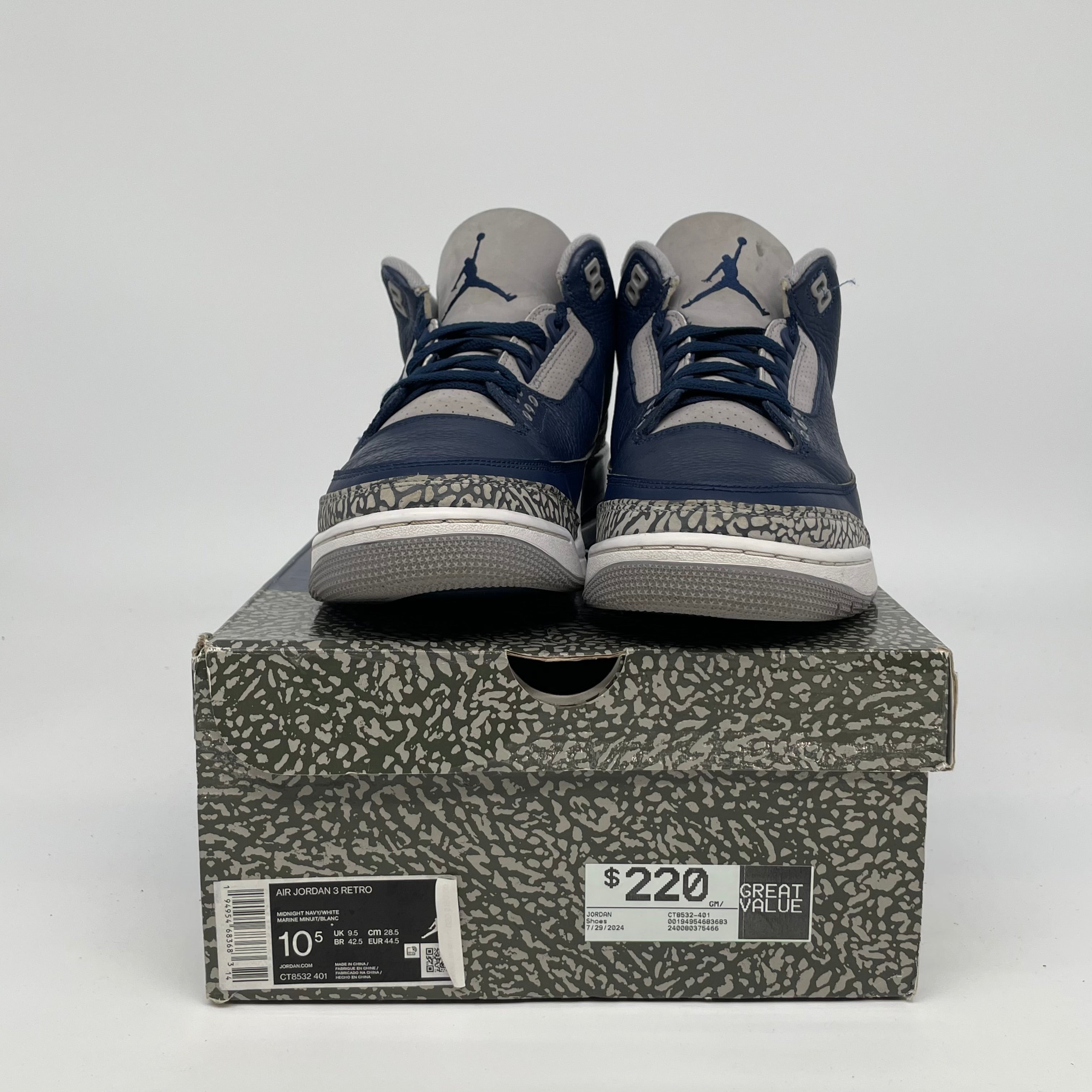 AIR JORDAN 3 GEORGETOWN SIZE 10.5 CT8532-401