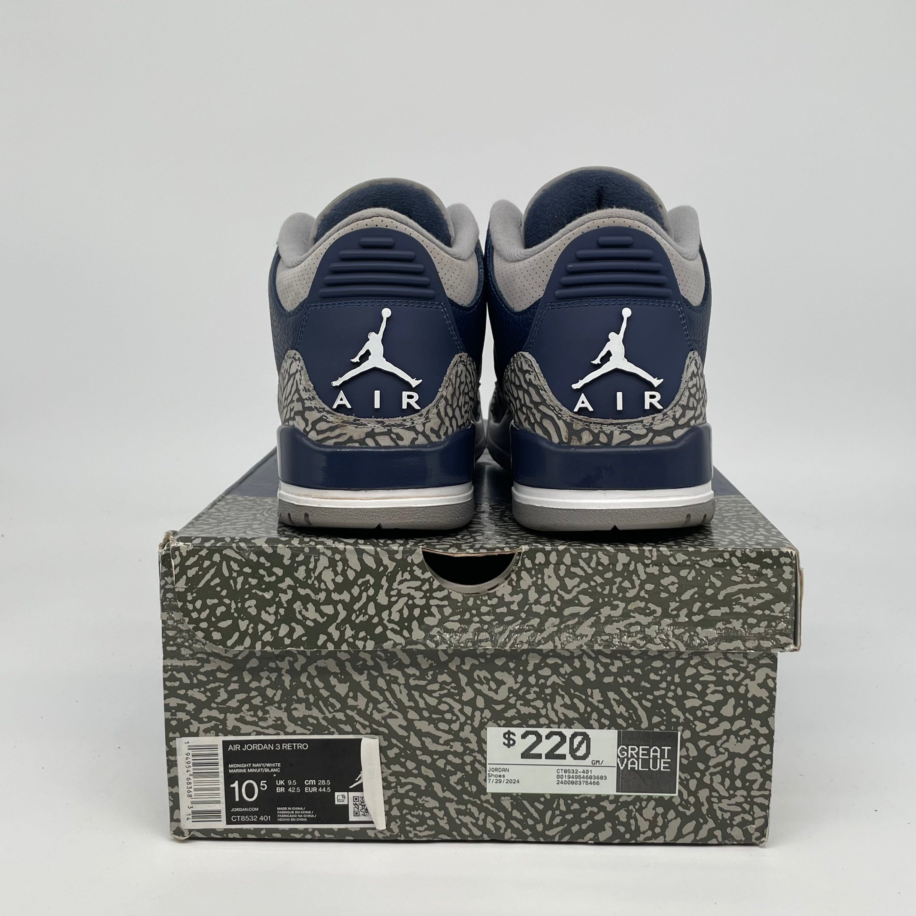 AIR JORDAN 3 GEORGETOWN SIZE 10.5 CT8532-401