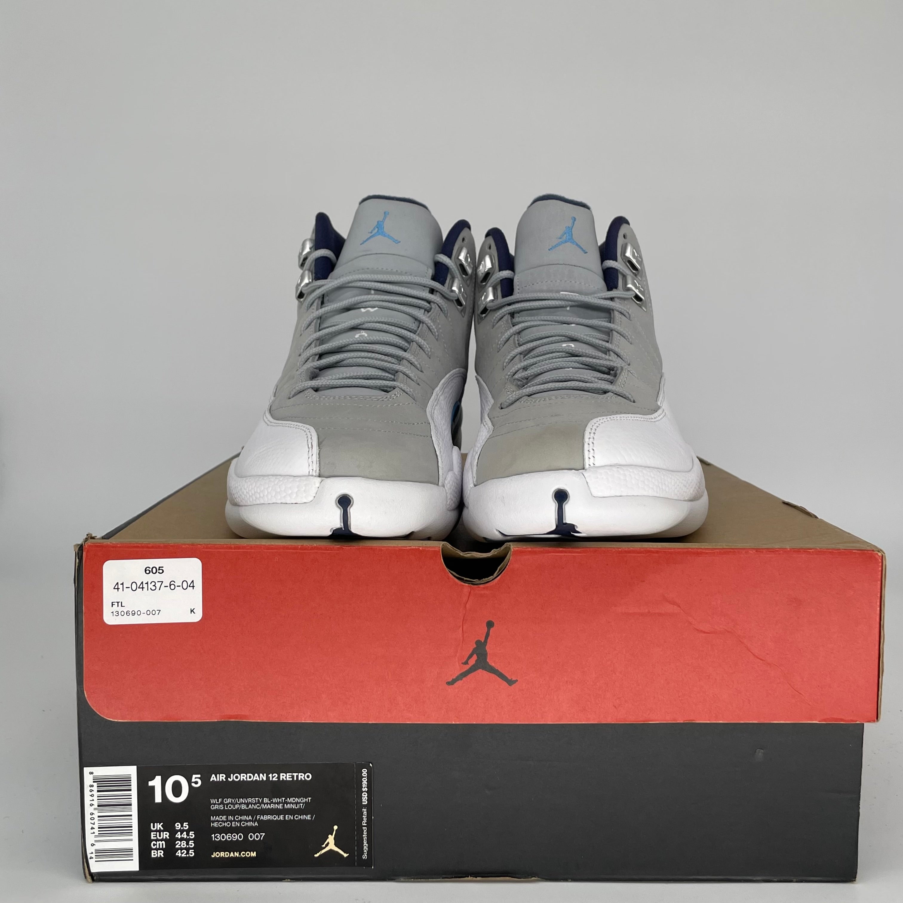 AIR JORDAN 12 GREY UNIVERSITY BLUE SIZE 10.5 130690-007