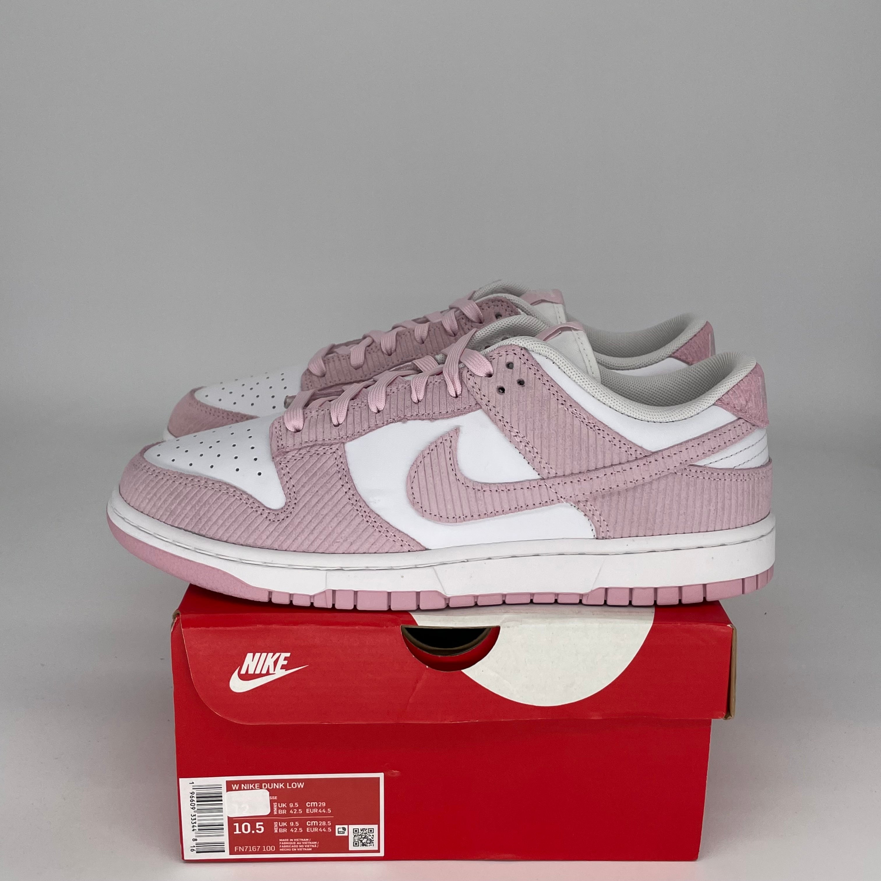 NIKE DUNK LOW PINK CORDUROY W SIZE 10.5/12W FN7167-100