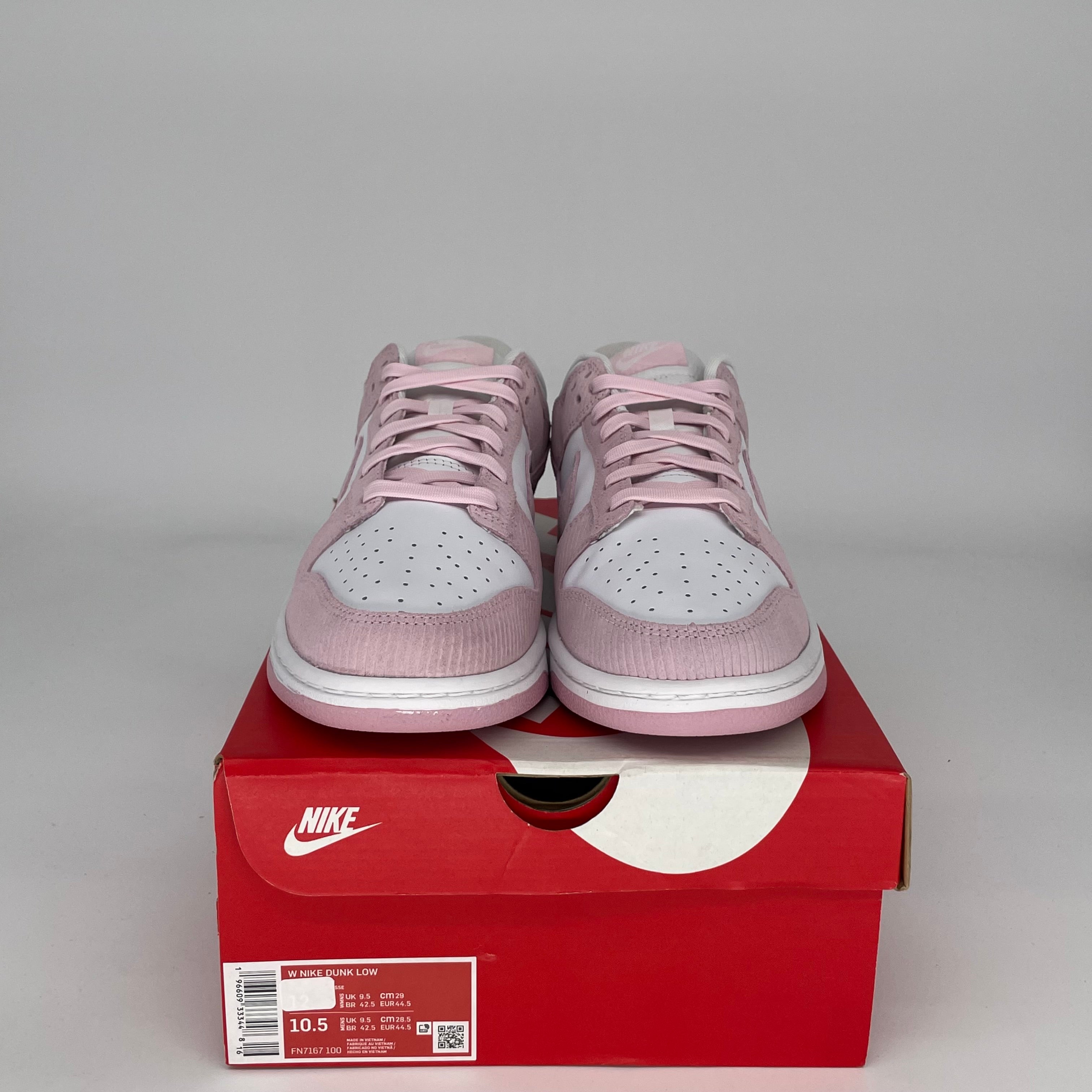 NIKE DUNK LOW PINK CORDUROY W SIZE 10.5/12W FN7167-100