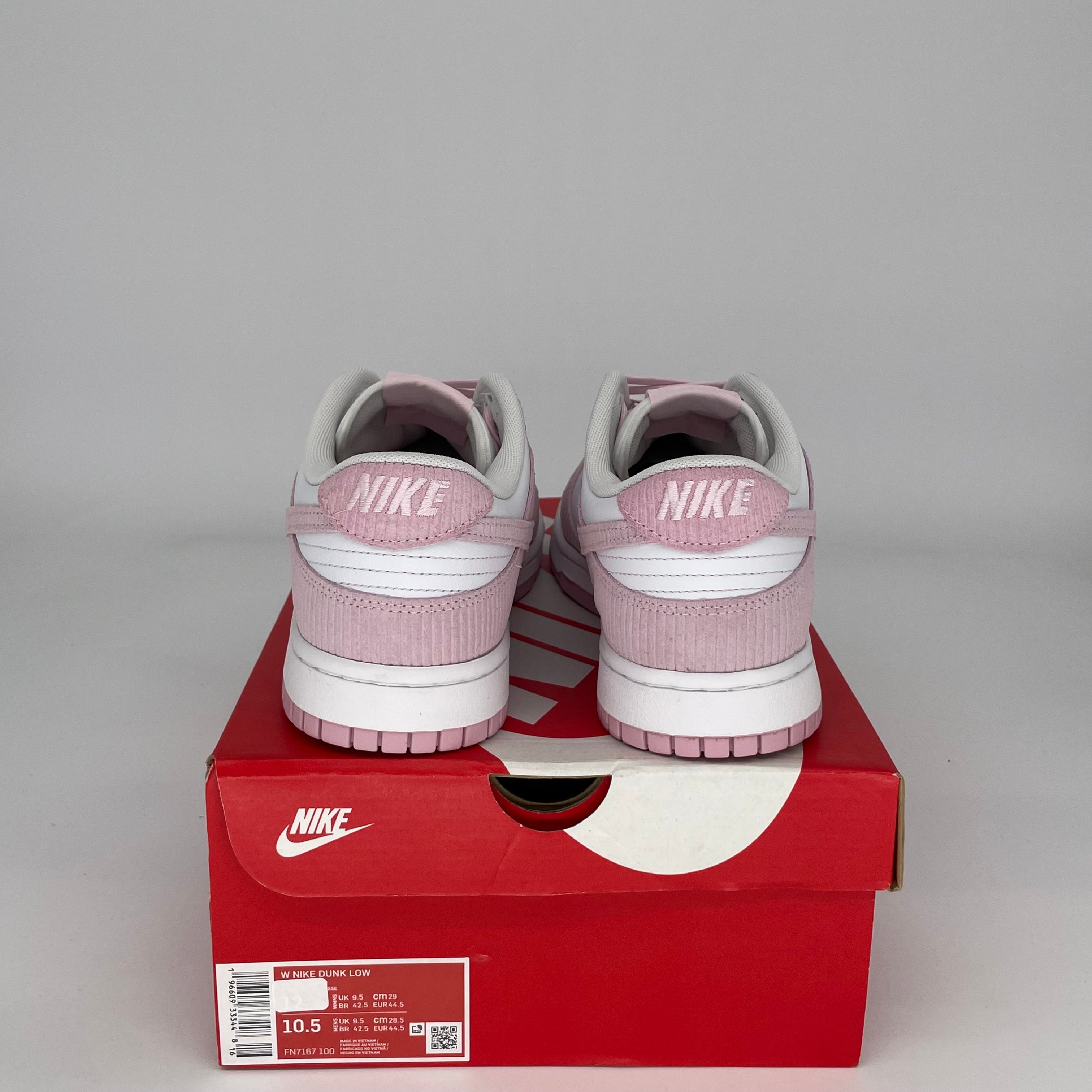 NIKE DUNK LOW PINK CORDUROY W SIZE 10.5/12W FN7167-100