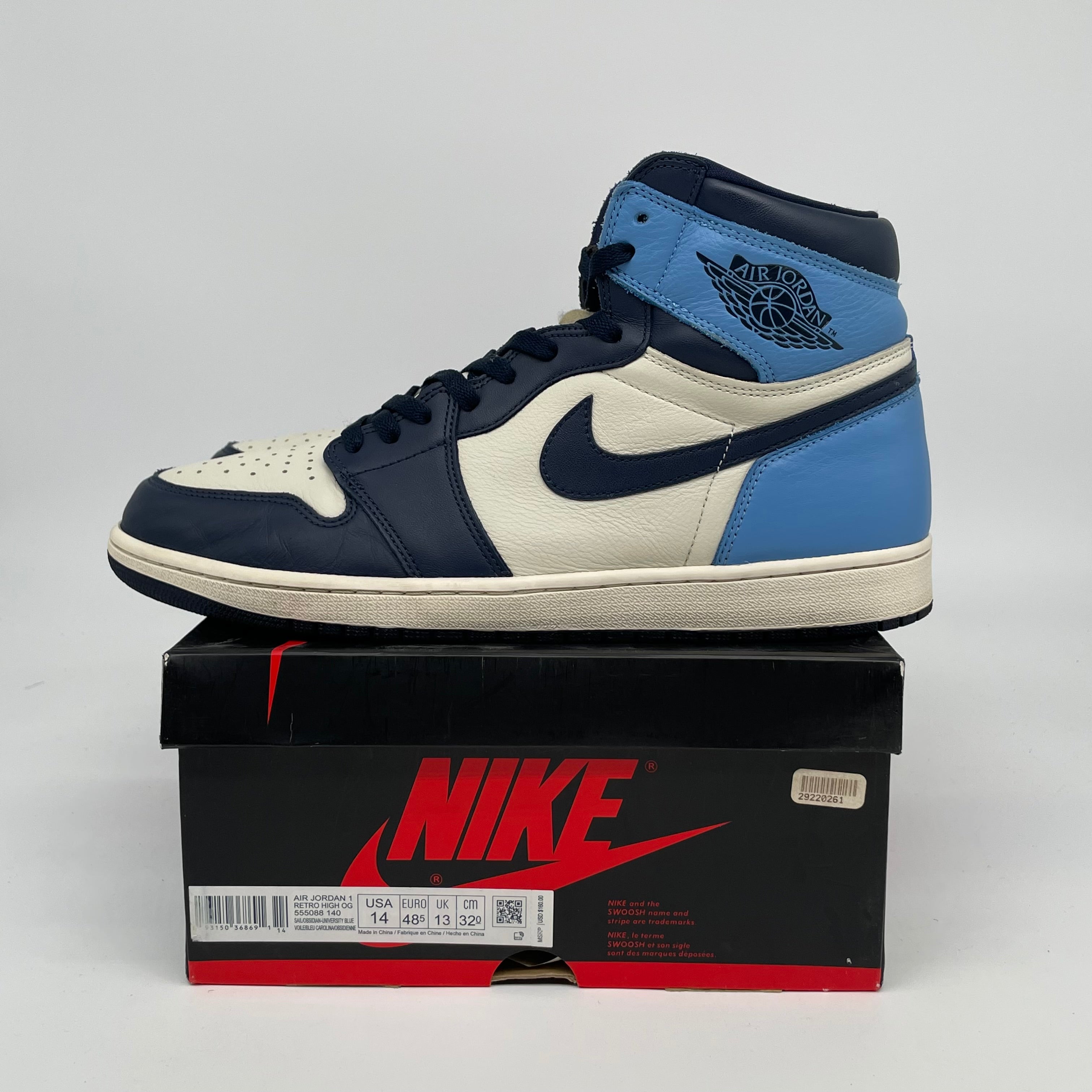 AIR JORDAN 1 OBSIDIAN SIZE 14 555088-140