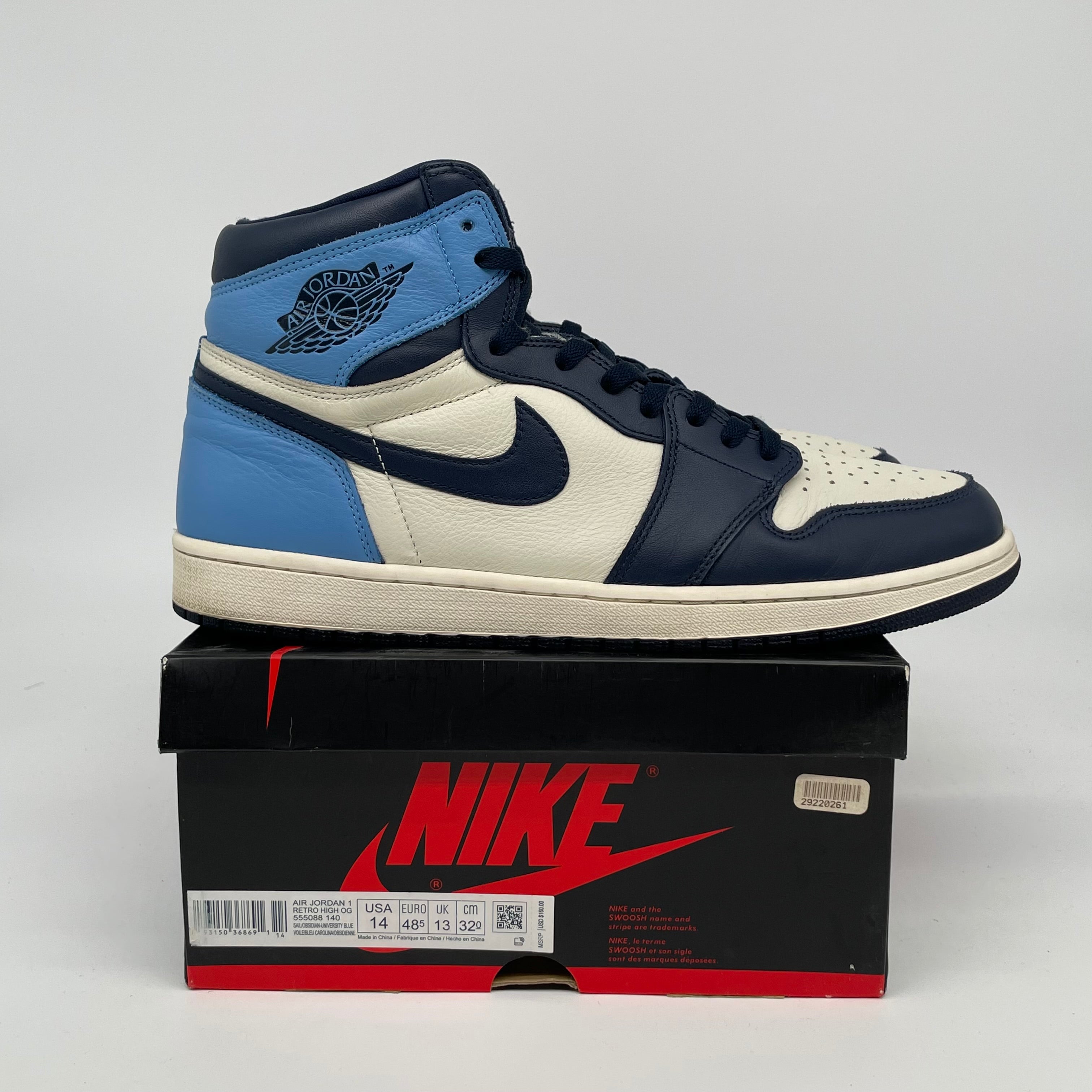 AIR JORDAN 1 OBSIDIAN SIZE 14 555088-140