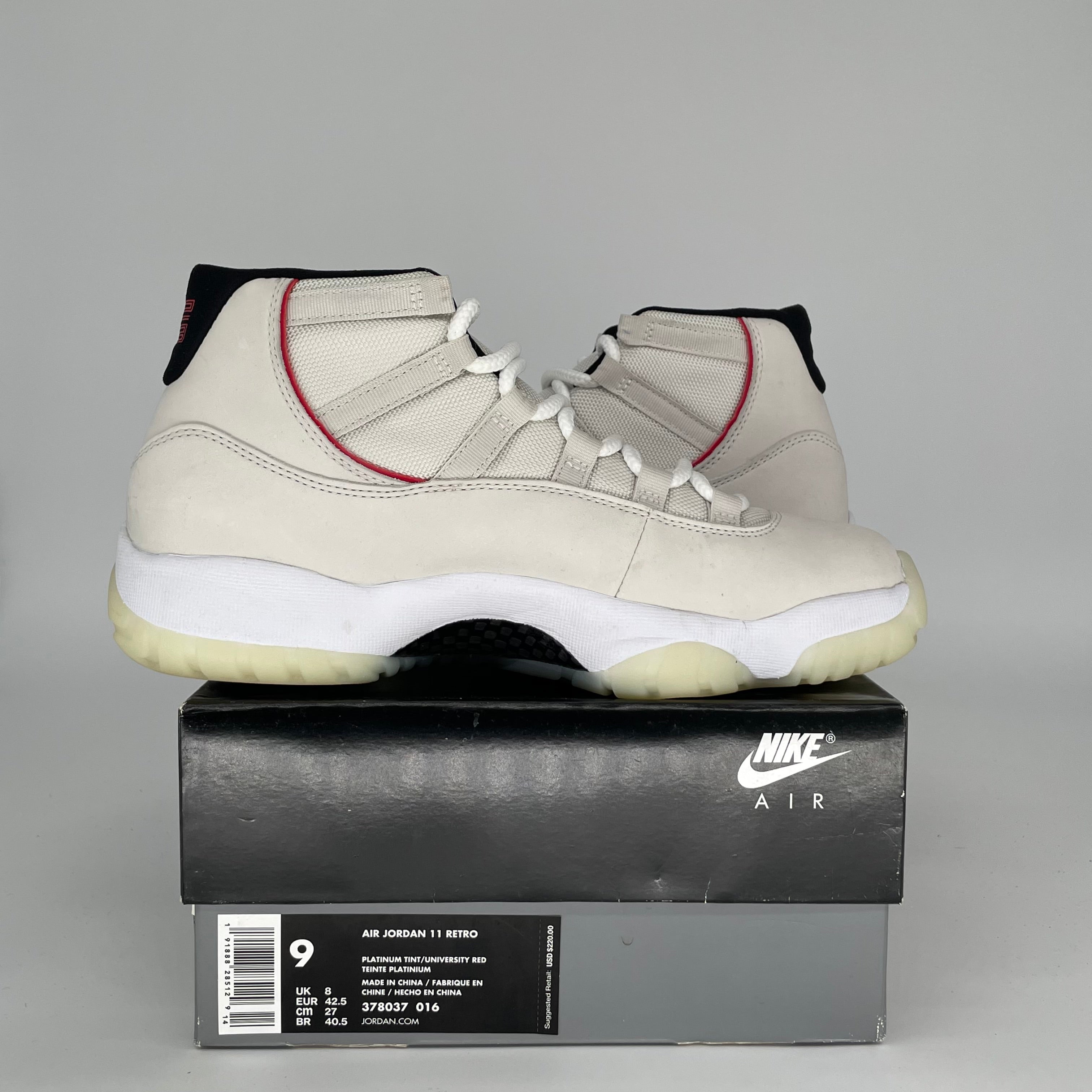 AIR JORDAN 11 PLATINUM TINT SIZE 9 378037-016