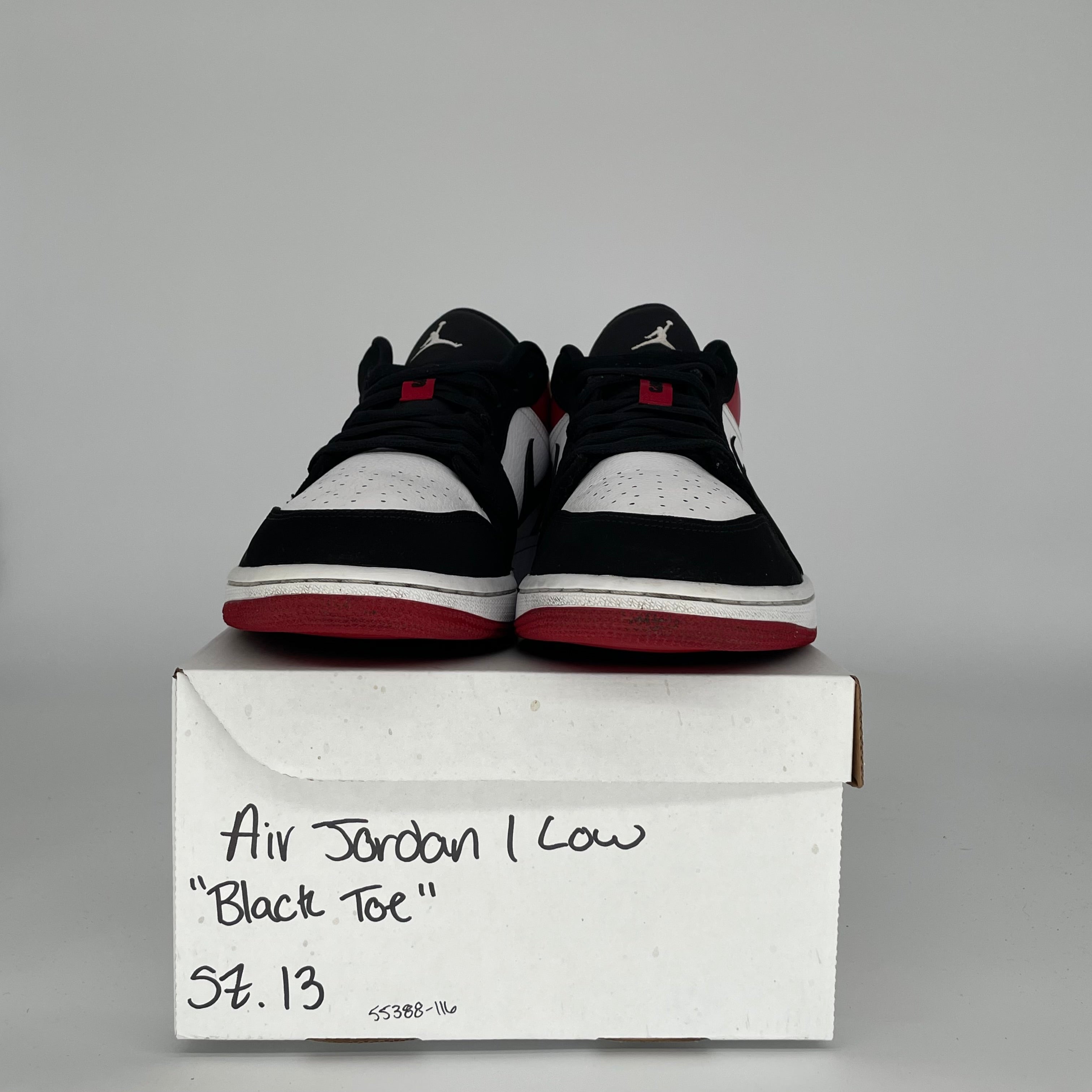 AIR JORDAN 1 LOW BLACK TOE SIZE 13 553558-116